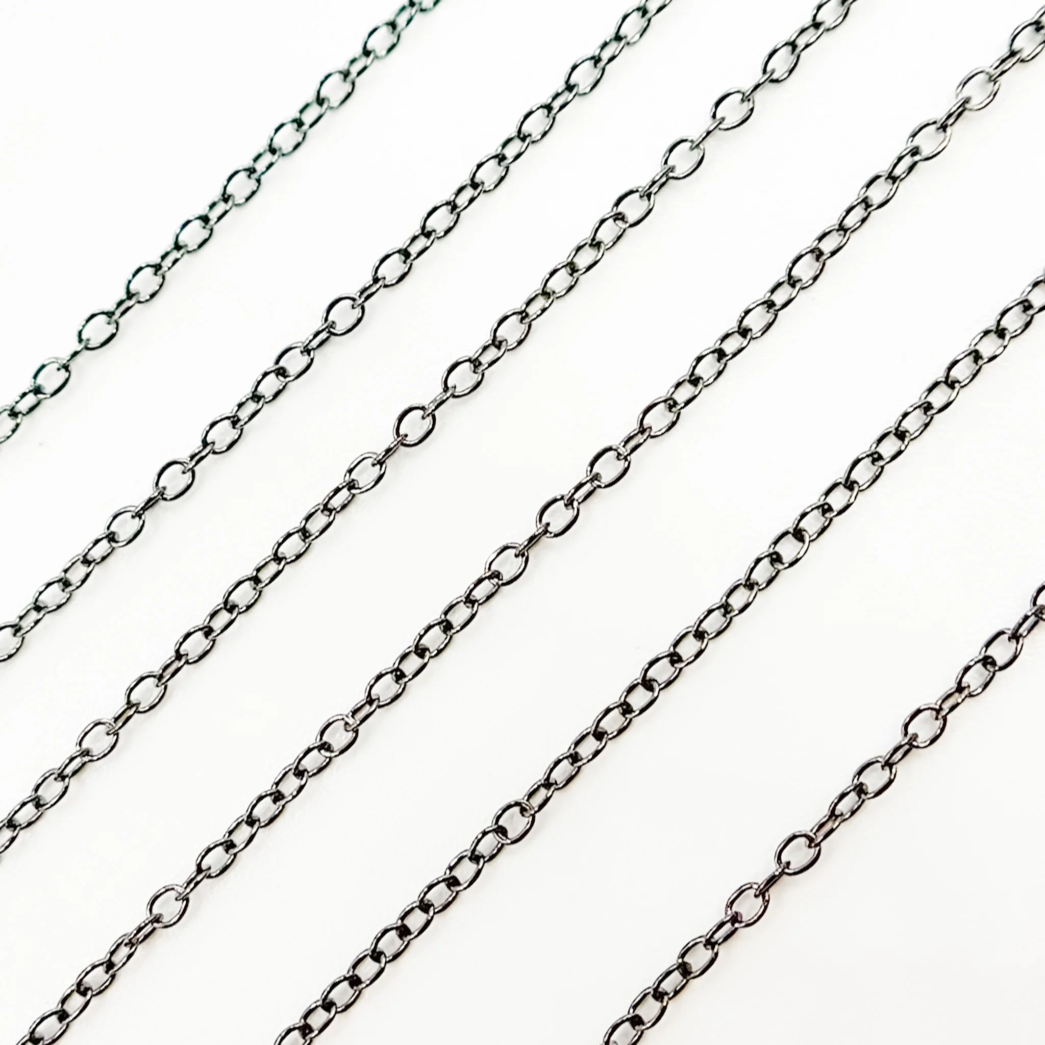 V104BR. Black Rhodium Sterling Silver Smooth Cable Chain - Image 5