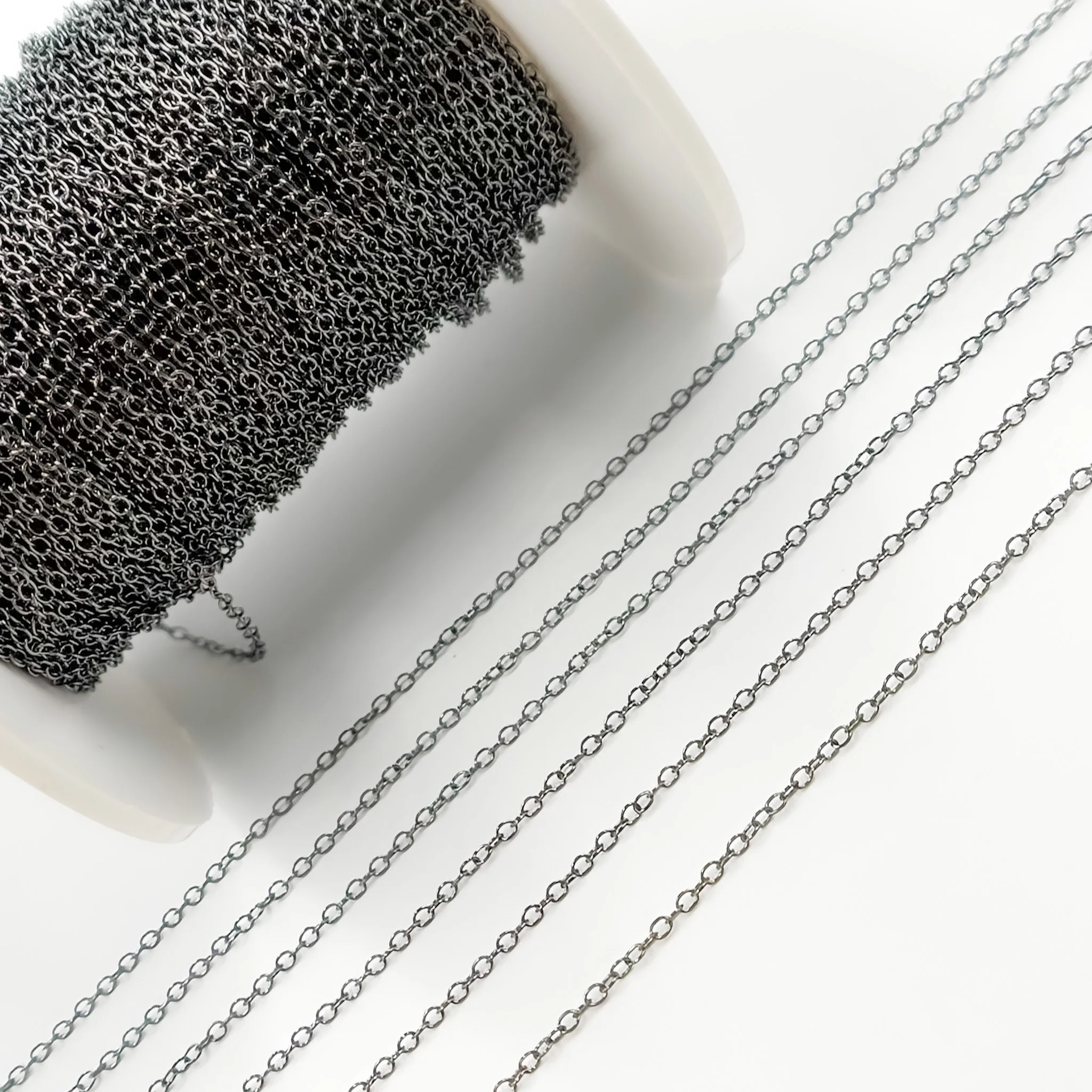 V104BR. Black Rhodium Sterling Silver Smooth Cable Chain - Image 6