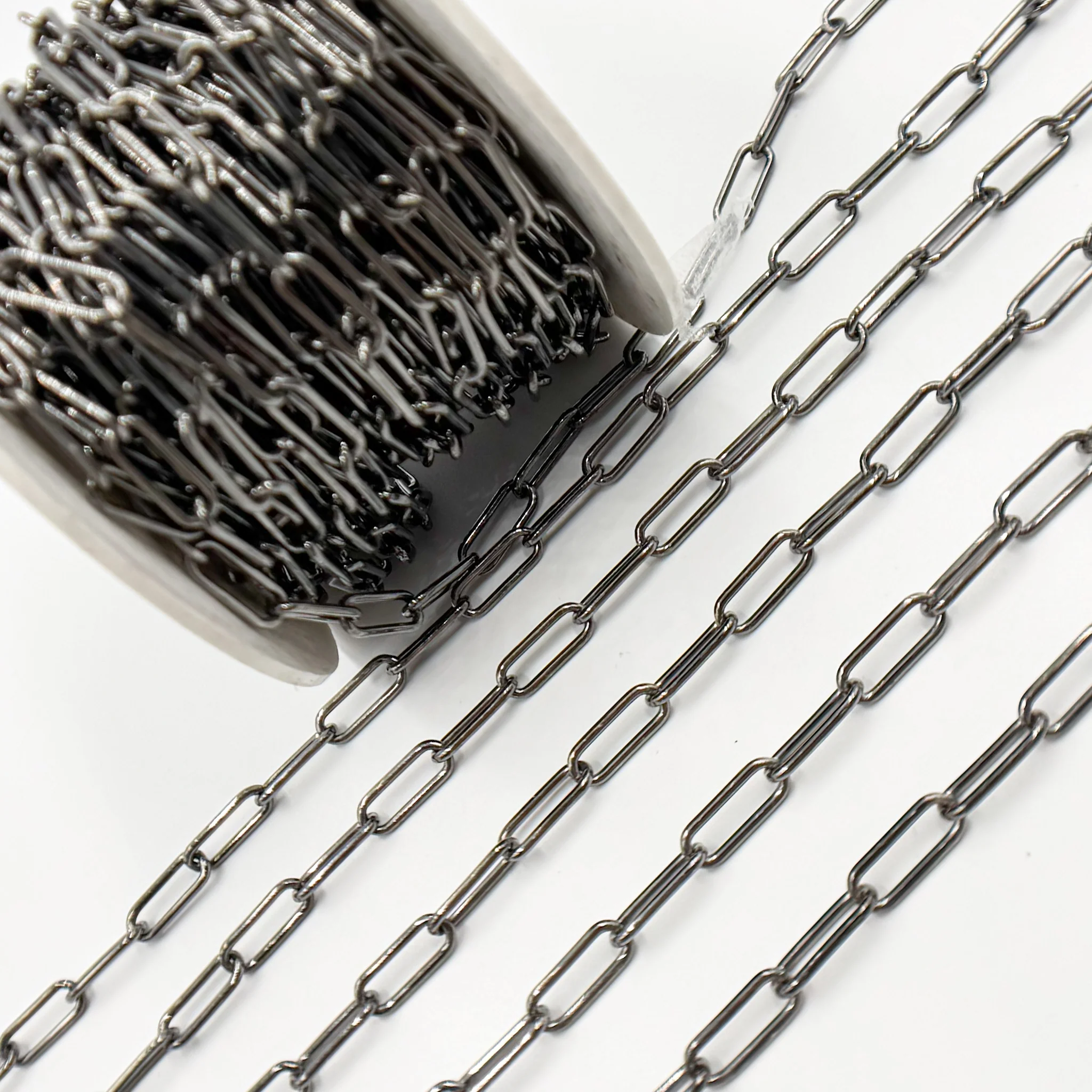V6BR. Black Rhodium Sterling Silver Smooth Paperclip Chain - Image 5
