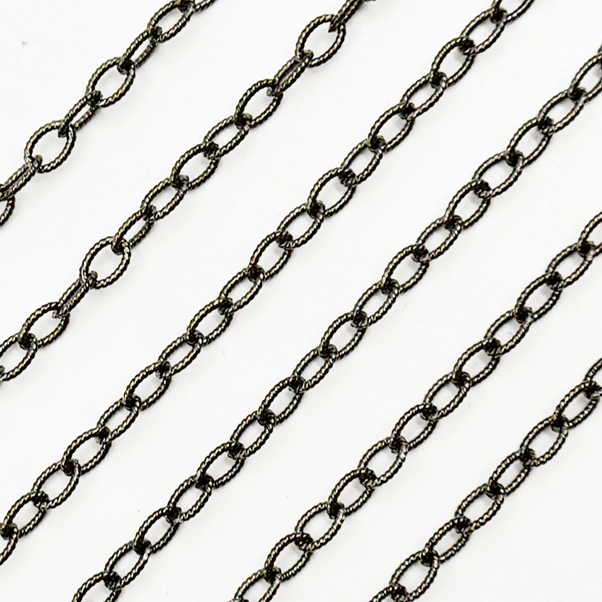V261BR. Black Rhodium Sterling Silver Twisted Oval Link Chain - Image 2