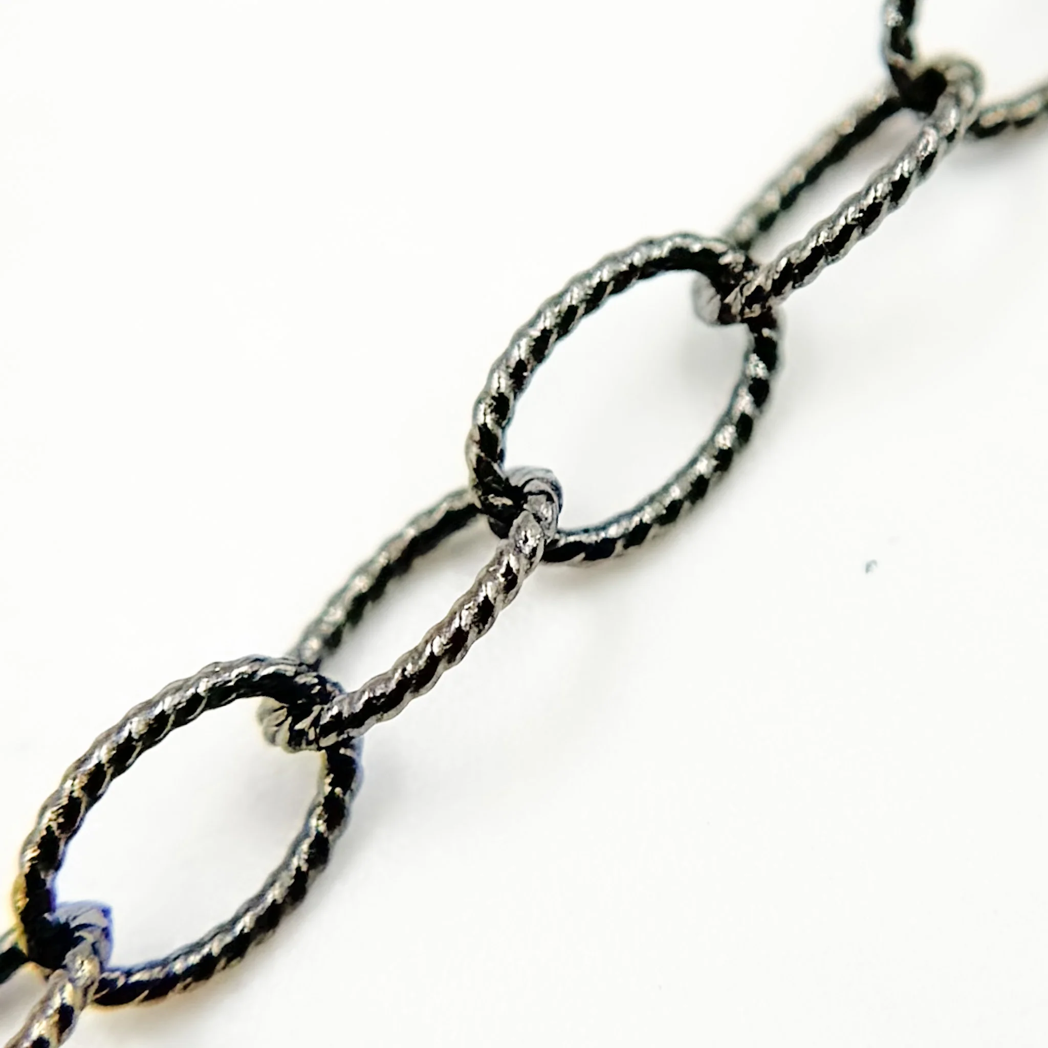 V105BR. Black Rhodium Sterling Silver Twisted Cable Chain - Image 2
