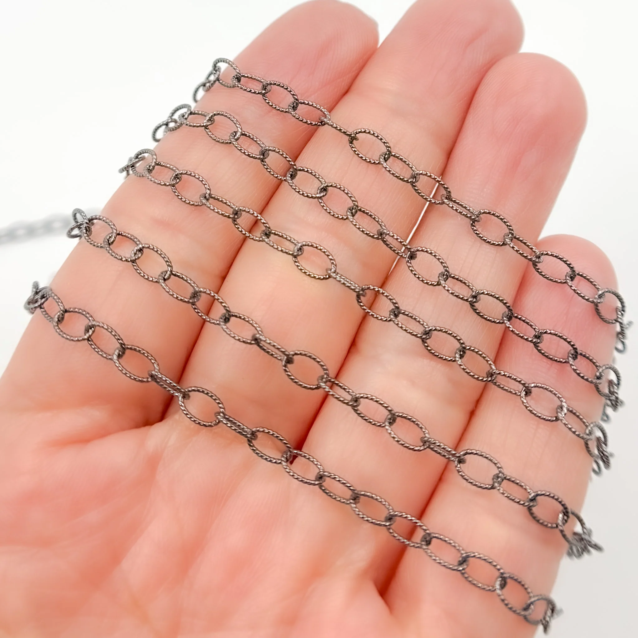 V105BR. Black Rhodium Sterling Silver Twisted Cable Chain - Image 3