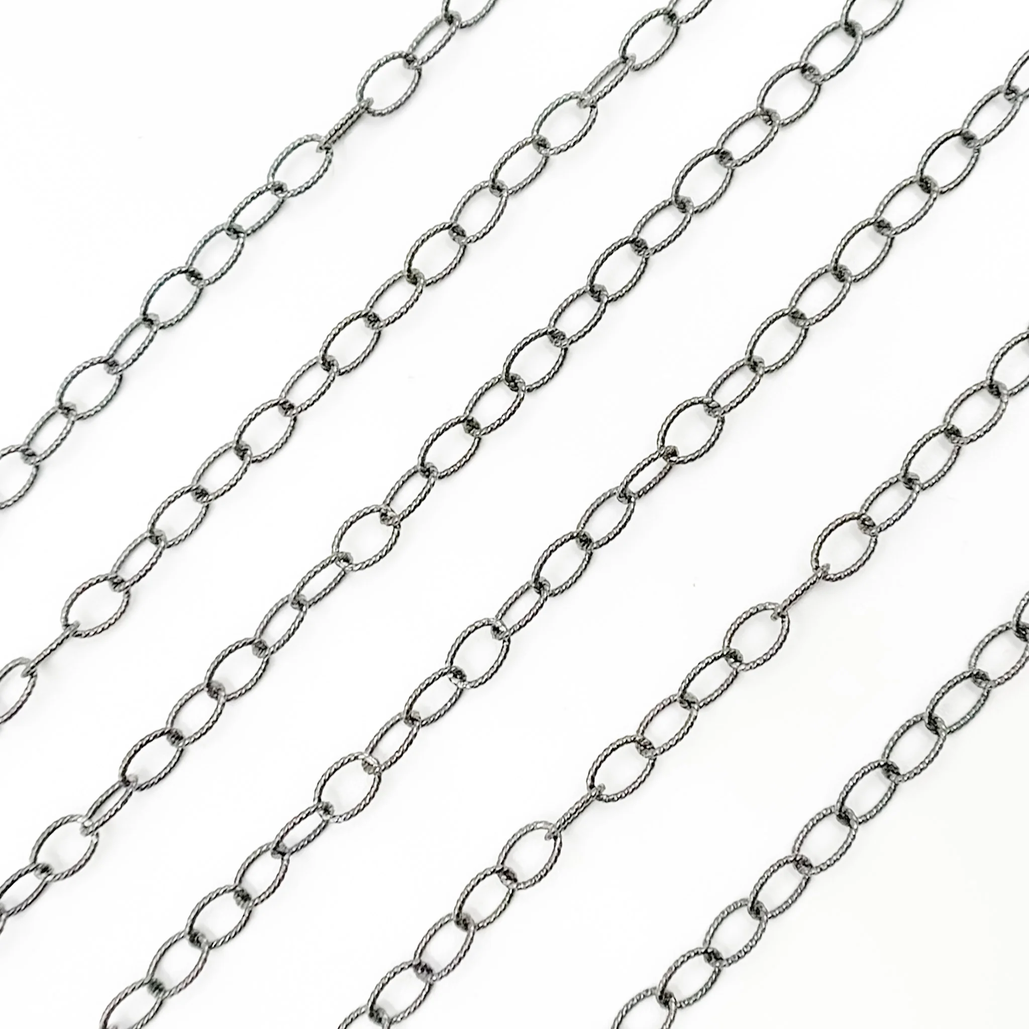 V105BR. Black Rhodium Sterling Silver Twisted Cable Chain - Image 5