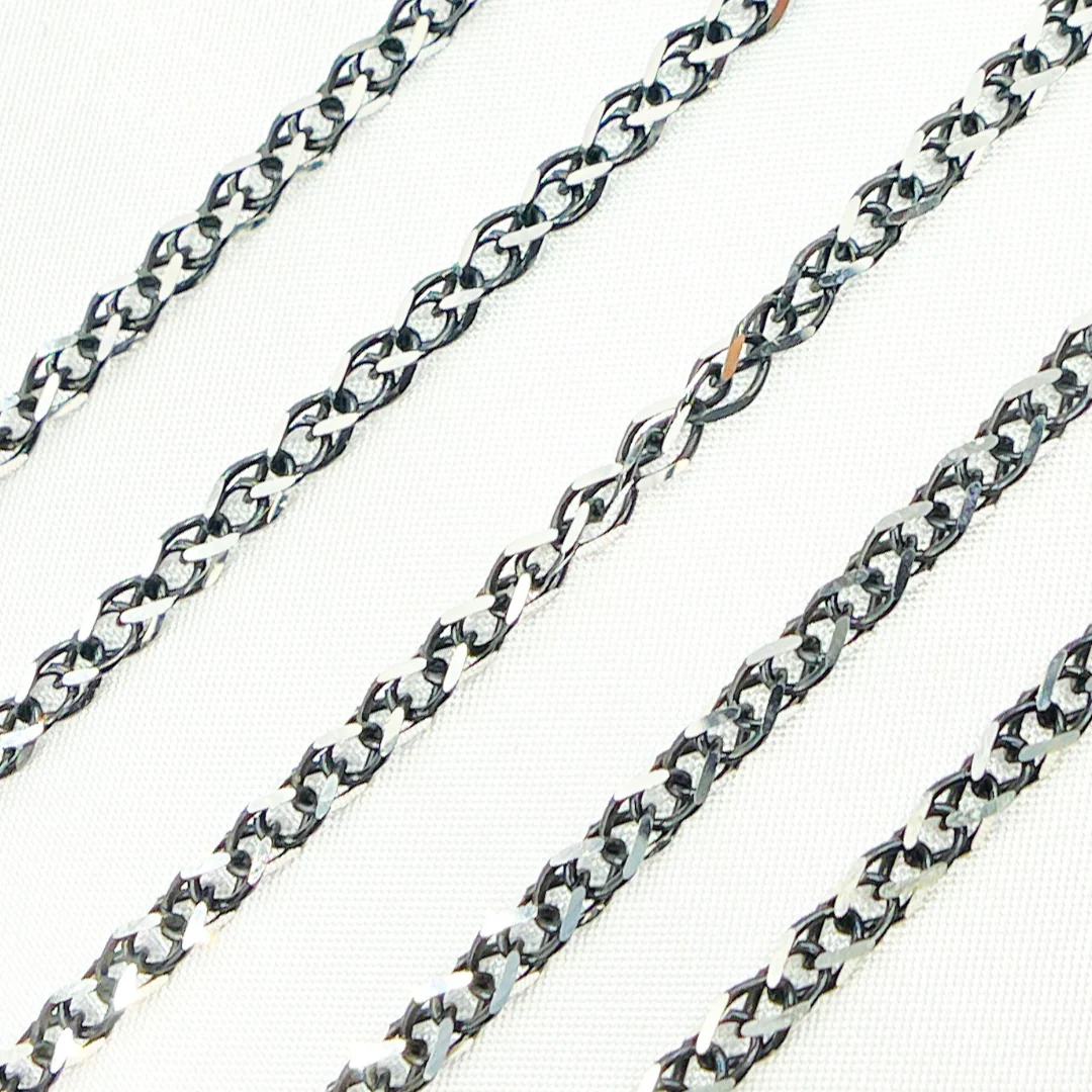 X8SB. Black Rhodium 925 Sterling Silver Wheat Chain - Image 3