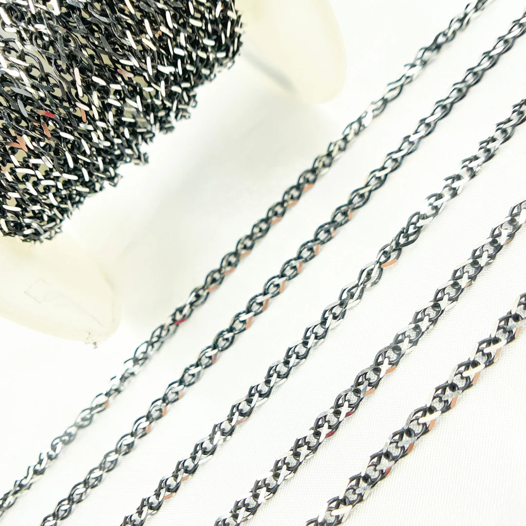 X8SB. Black Rhodium 925 Sterling Silver Wheat Chain - Image 5
