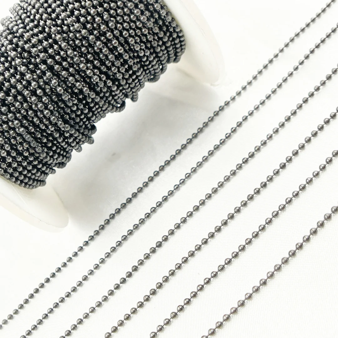 V112BR. Black Rhodium 925 Sterling Silver Ball Chain - Image 5