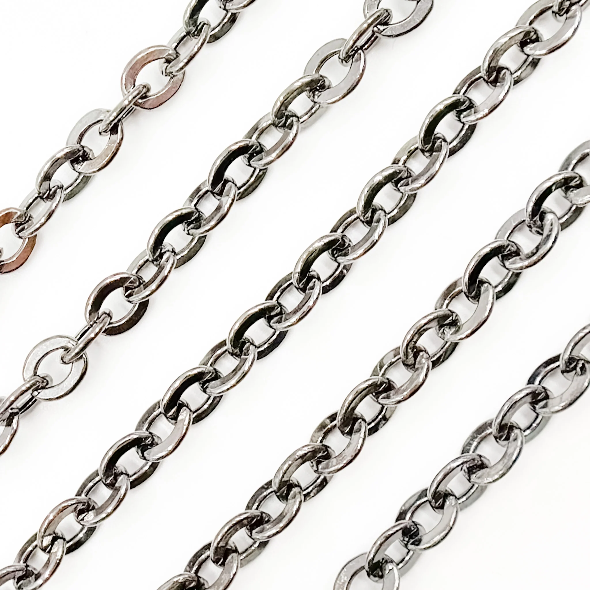 V66BR. Black Rhodium Sterling Silver Cable Chain - Image 2