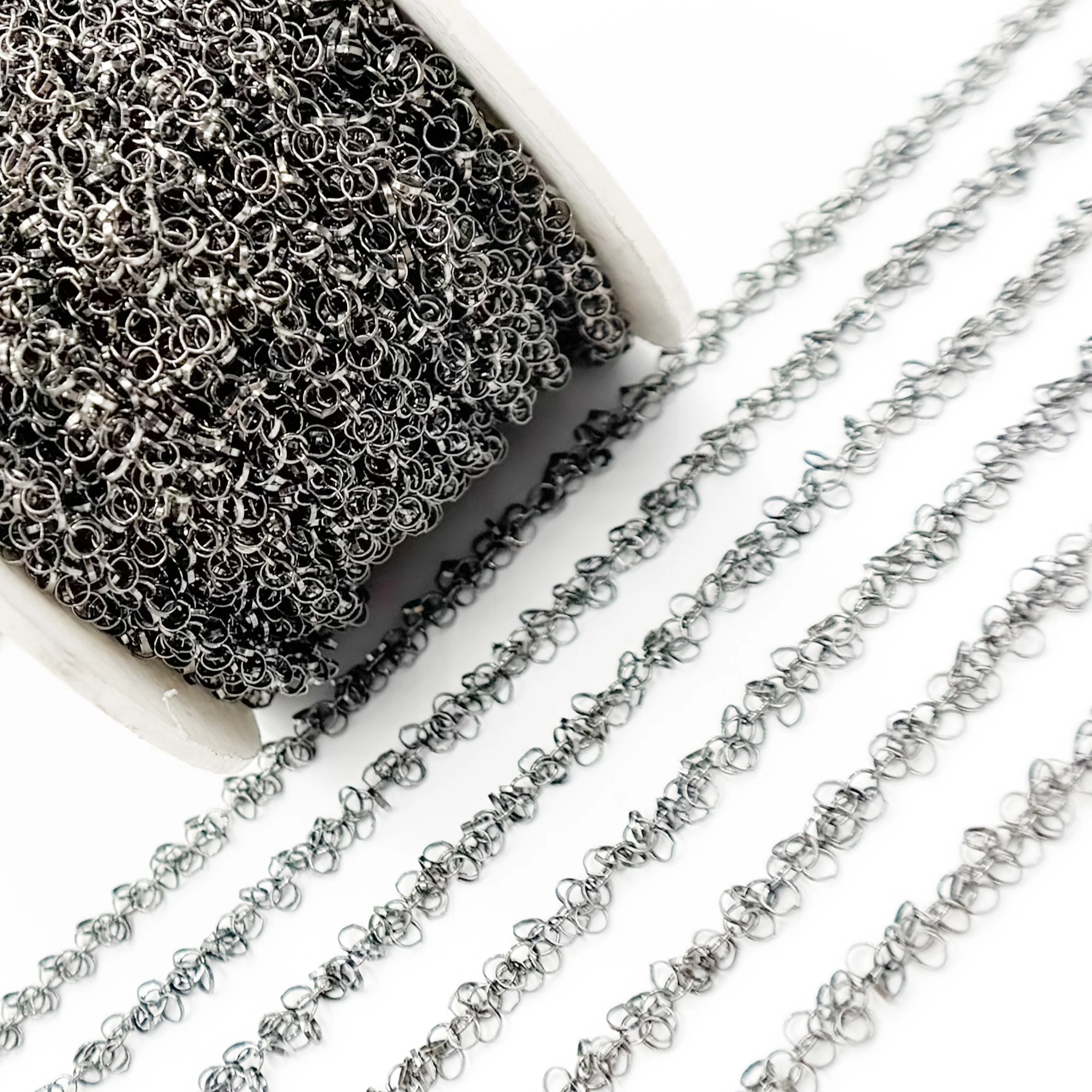 V109BR. Black Rhodium Sterling Silver Dangle Chain - Image 6