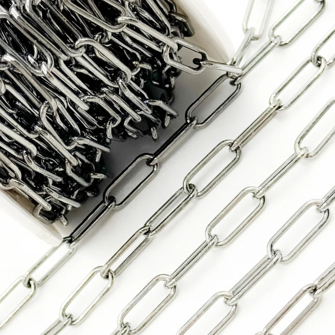 V7BR. Black Rhodium 925 Sterling Silver Paperclip Chain - Image 3