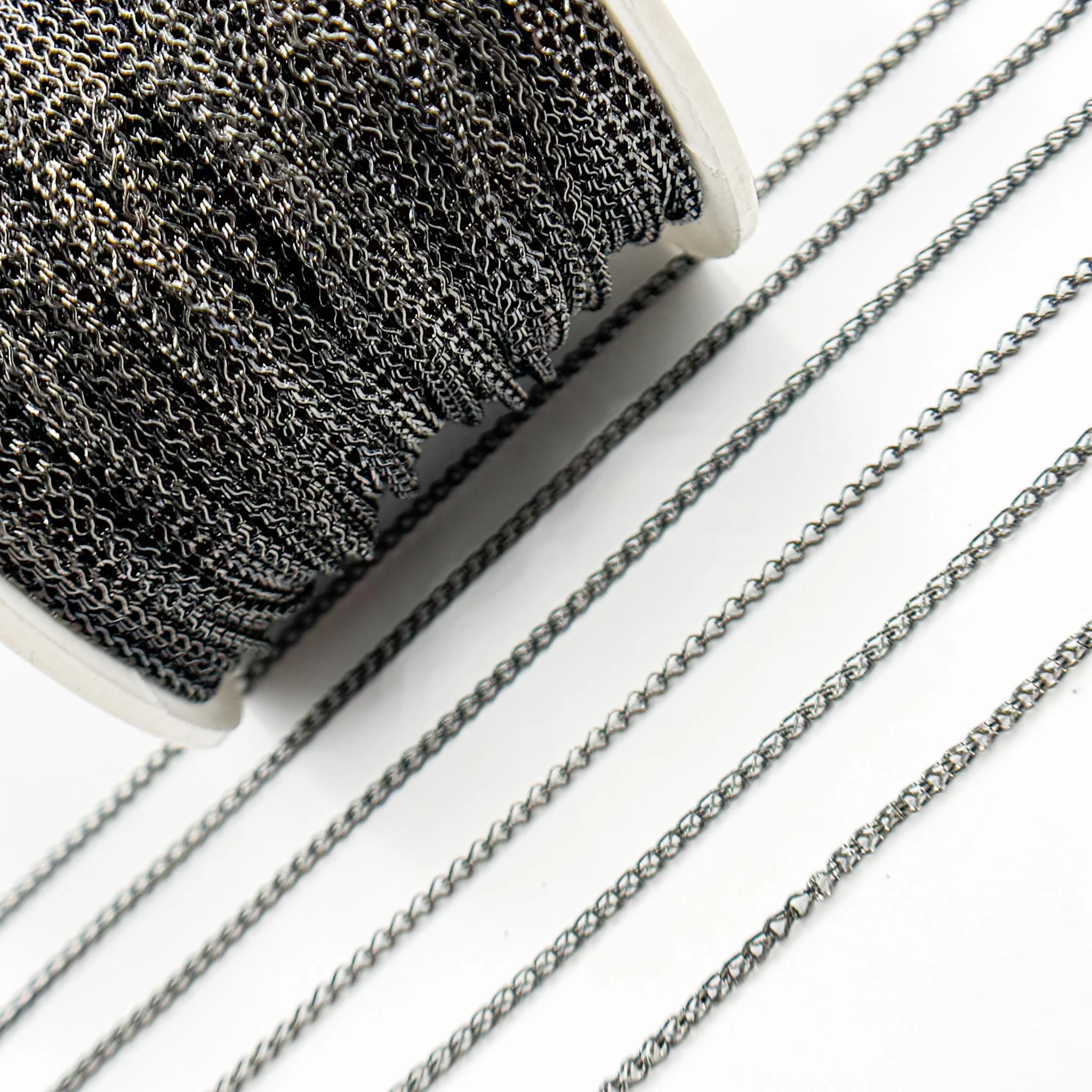V254BR. Black Rhodium Sterling Silver Wheat Chain - Image 6