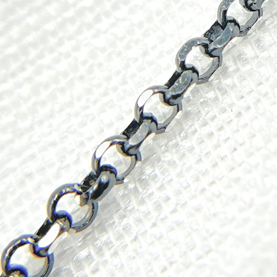 X3SBDC. Black Rhodium & White Sterling Silver Rolo Chain - Image 3