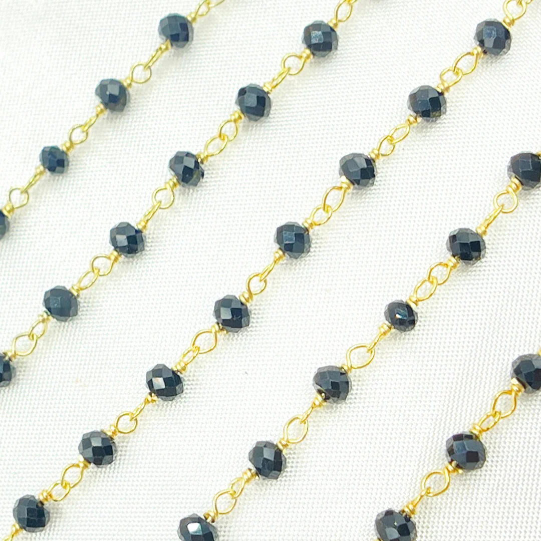BSP40. Black Spinel Gold Plated Wire Chain - Image 9