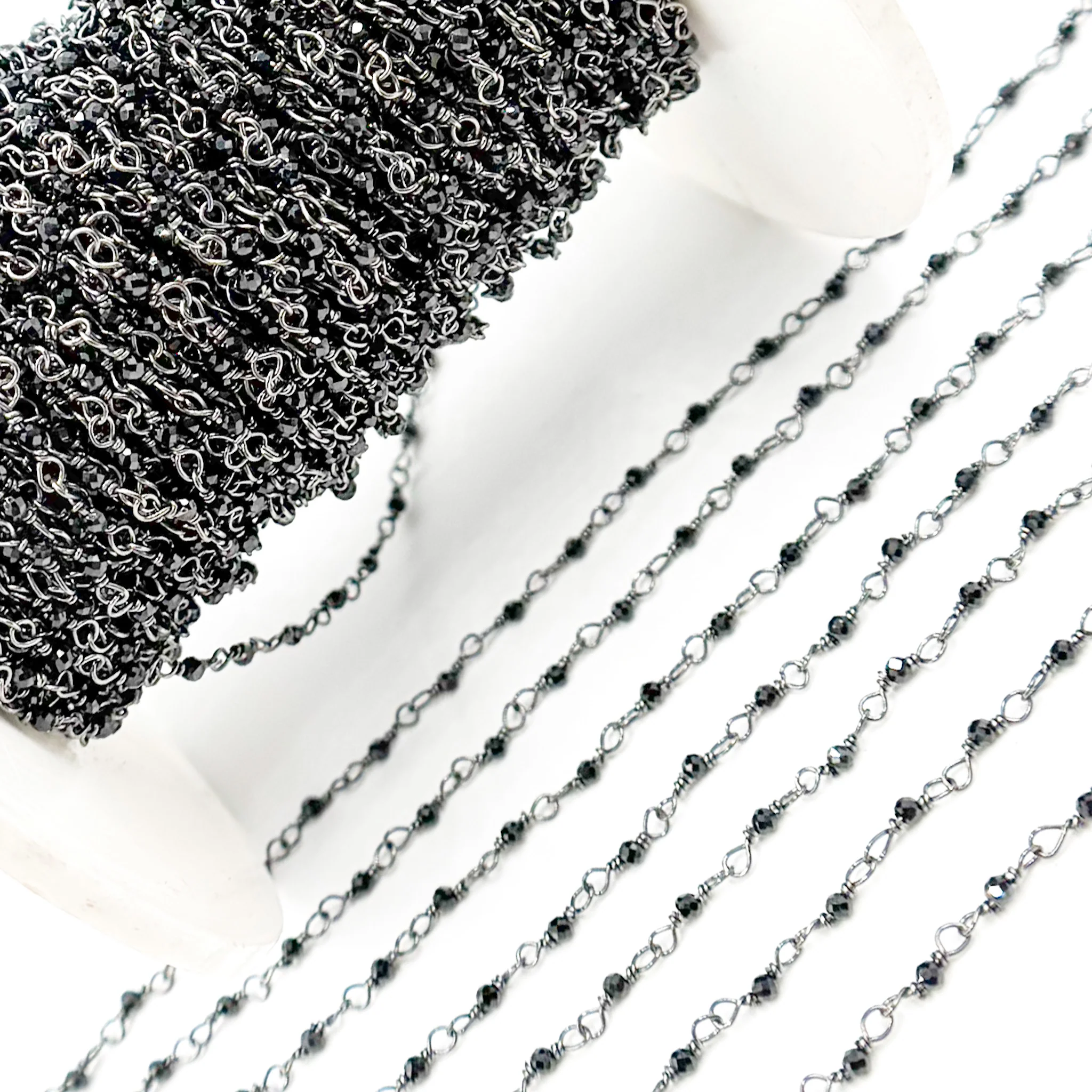 BSP24. Black Spinel Oxidized Wire Wrap Chain - Image 4
