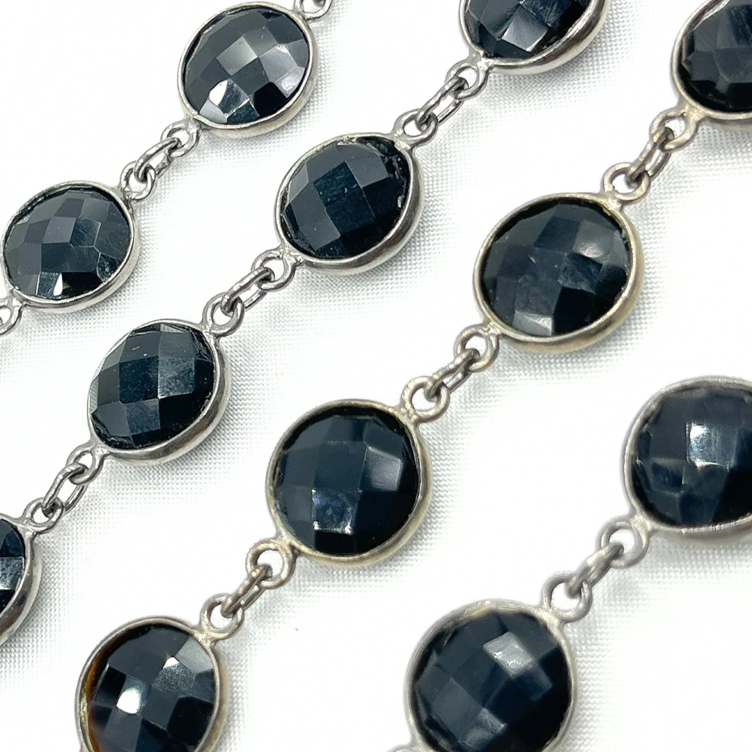 Black Spinel Round Shape Bezel Oxidized Wire Chain. BSP12 - Image 4