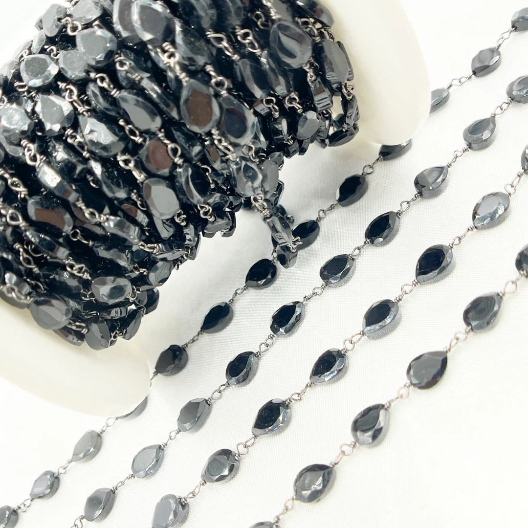 Black Spinel Tear Drop Oxidized Wire Chain. BSP21 - Image 4