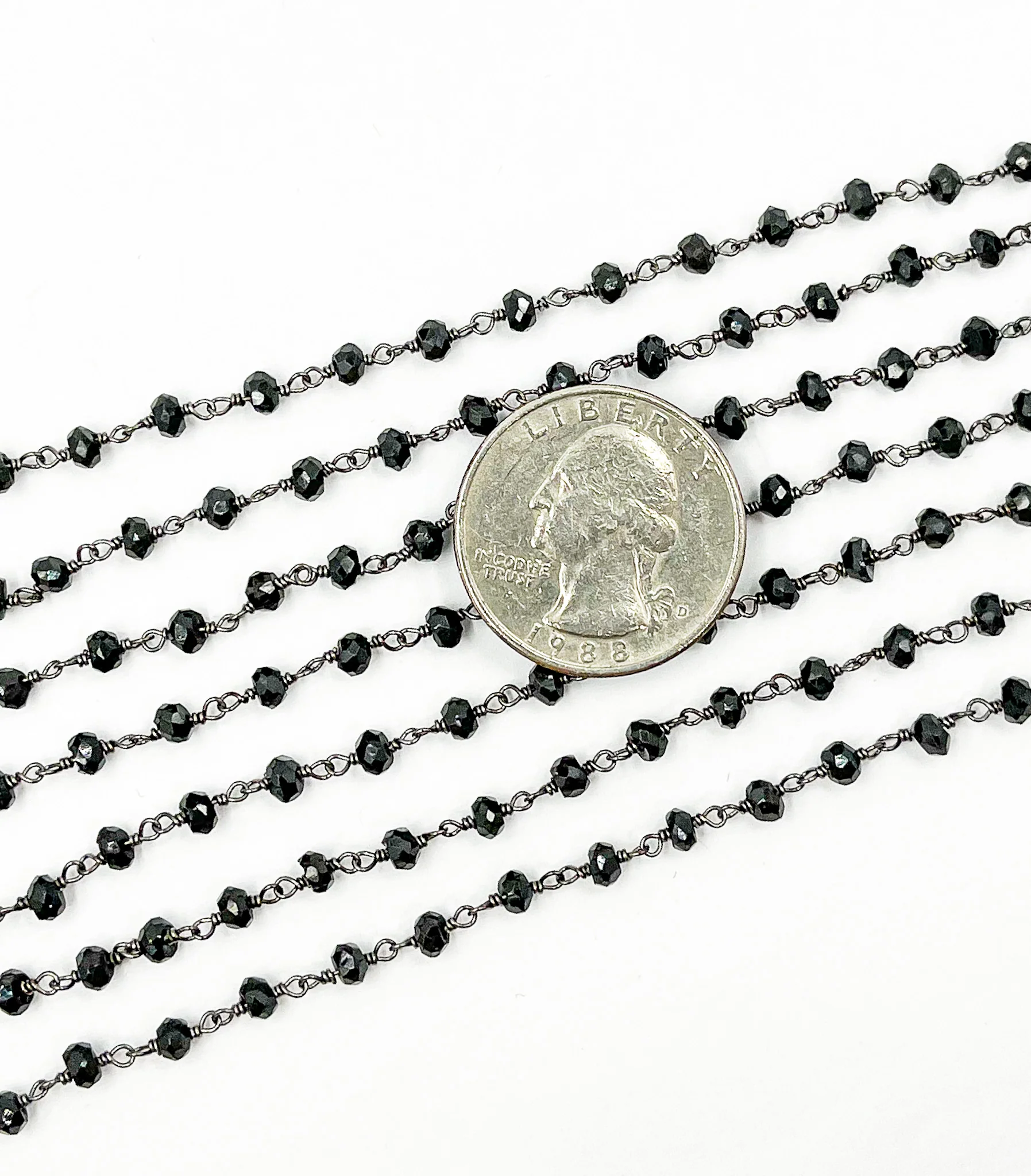 Black Spinel Wire Wrap Chain made with Black Rhodium 925 Sterling Silver. BSP15 - Image 4