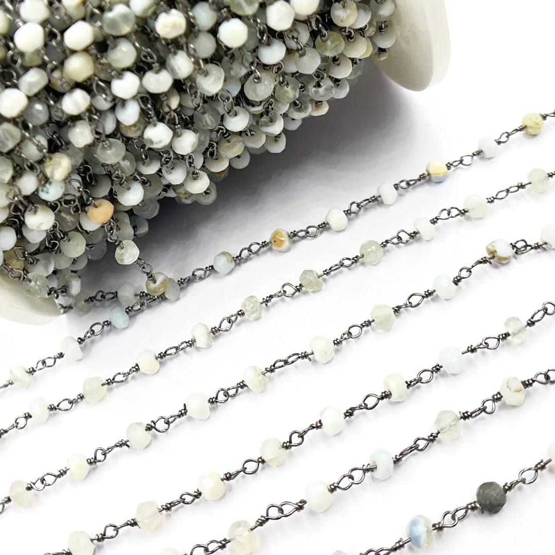 Blue Lace Agate Black Rhodium 925 Sterling Silver Wire Chain. BLA1 - Image 5