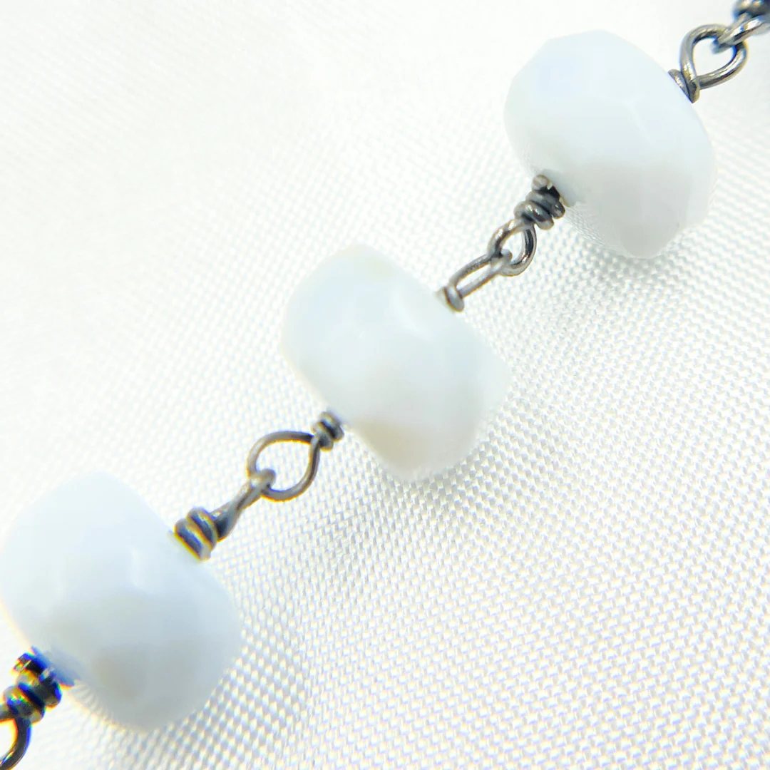 Blue Opal Rondel Oxidized Wire Chain. BLO6 - Image 3