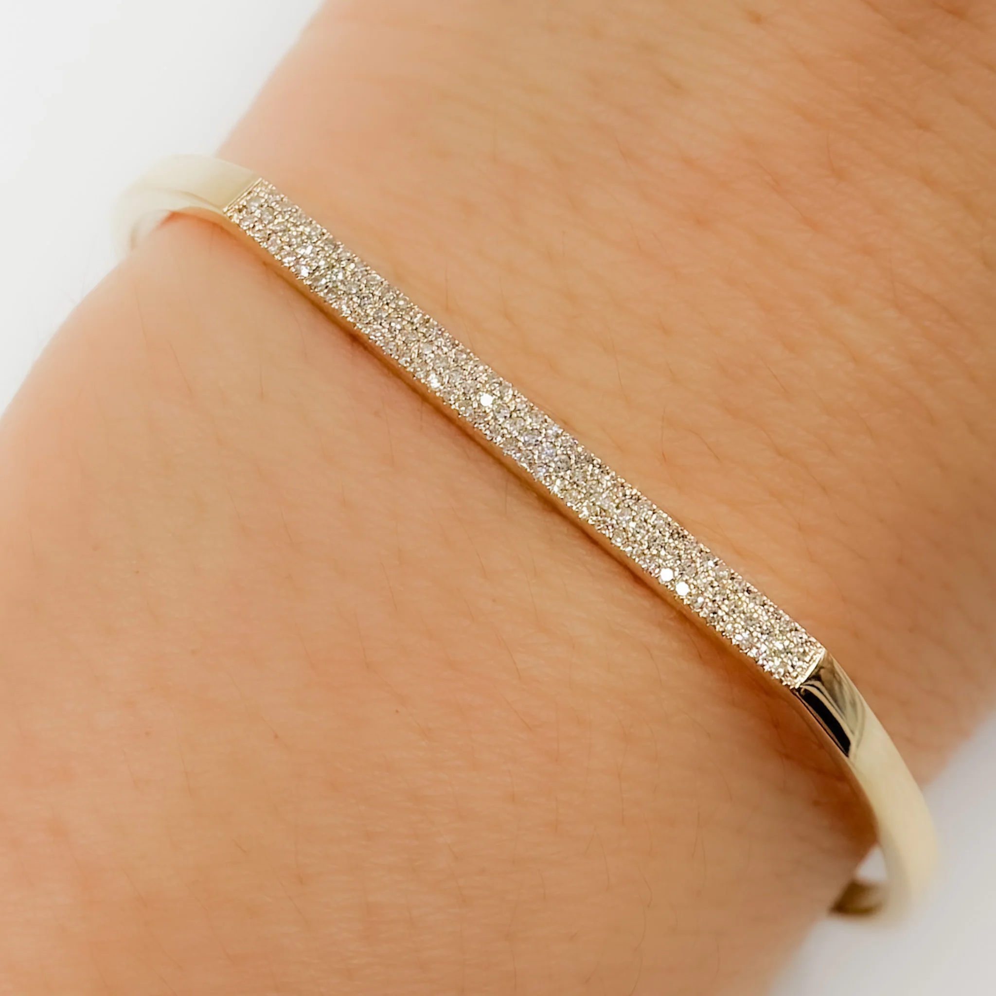 BNE68468. 14K Solid White Gold Diamond Fancy Bangle - Image 2