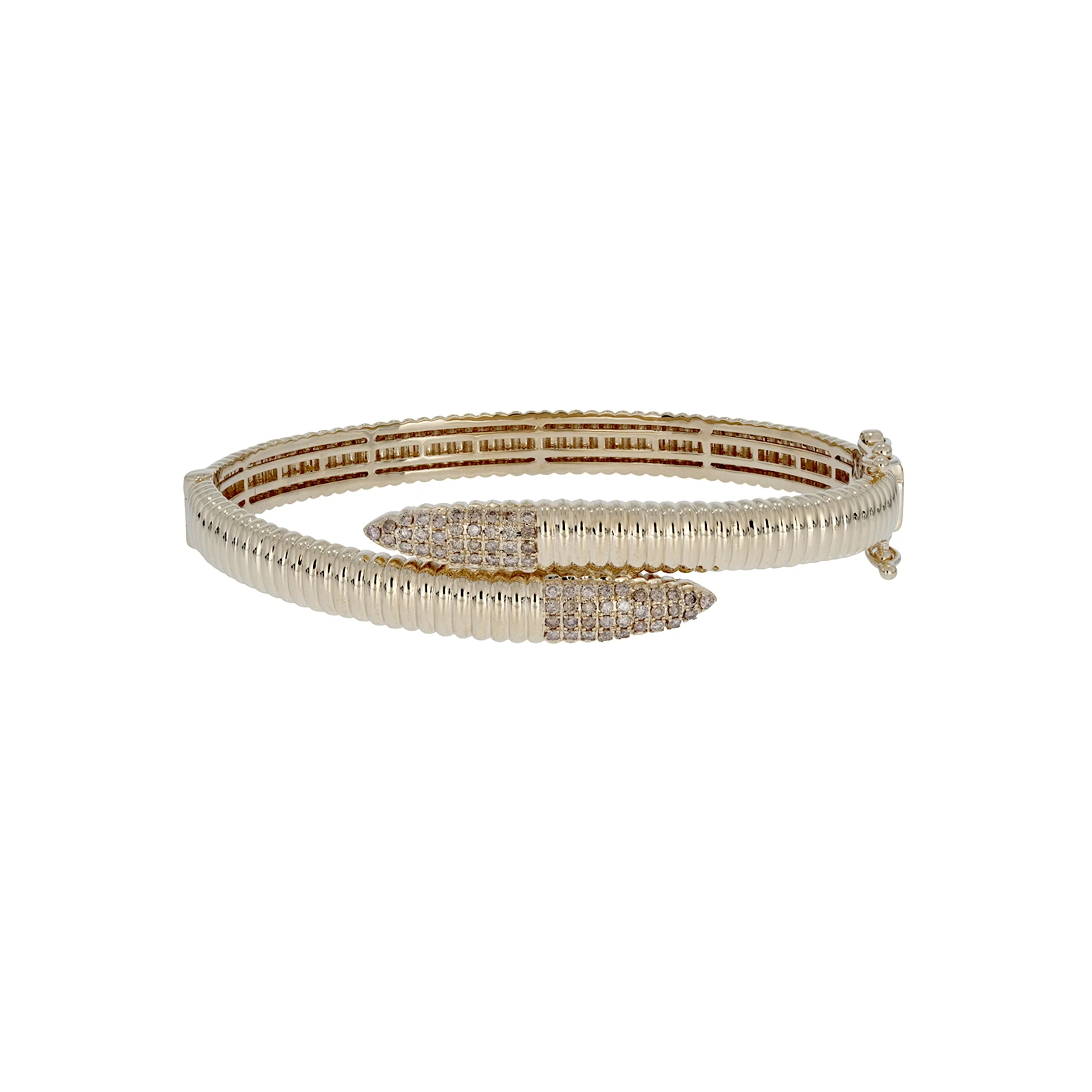 BNH68515C. 14K Solid Gold Diamond Fancy Bangle - Image 4