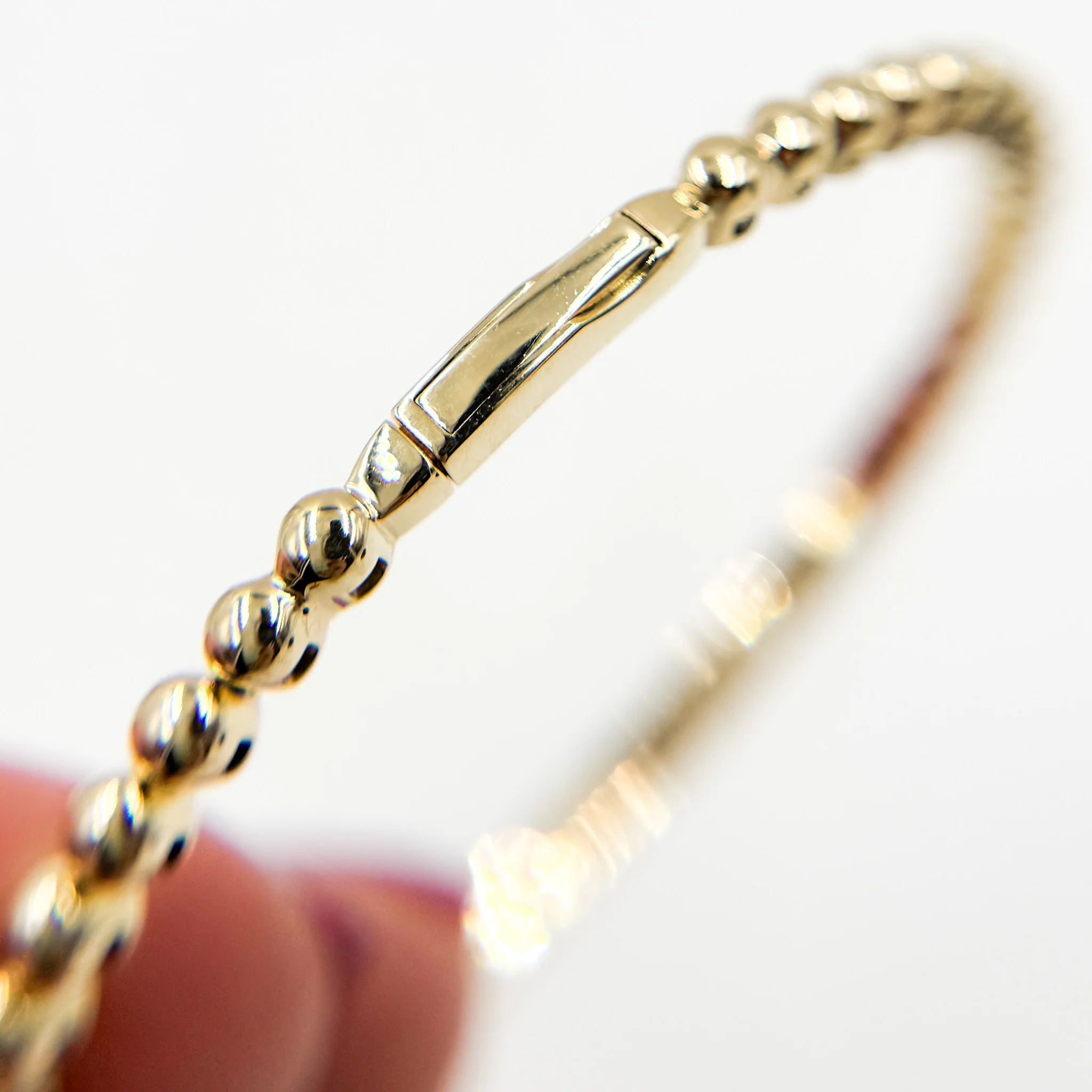BNI68561. 14K Solid Yellow Gold Gemstone and Diamond Fancy Bangle - Image 5