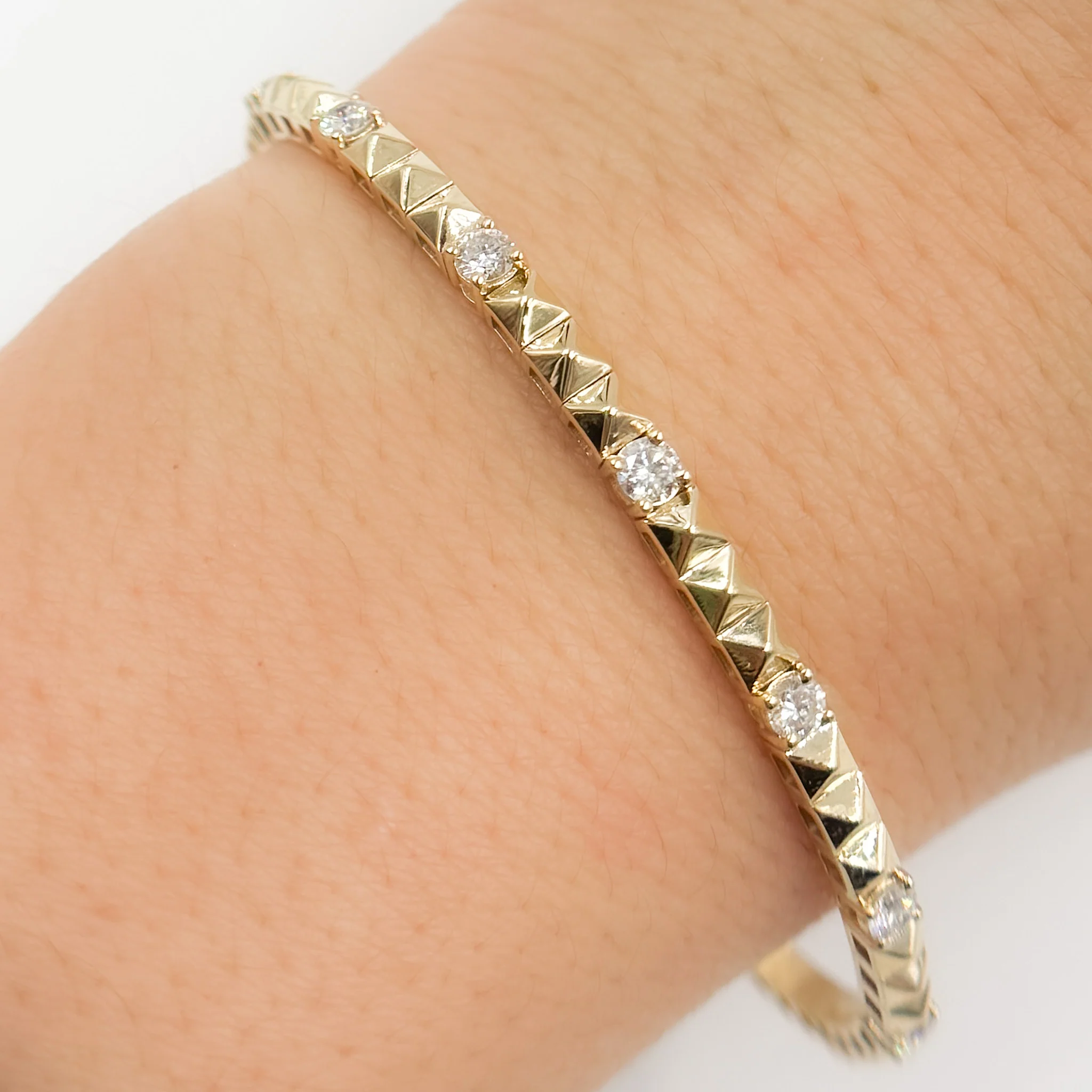 BNJ68603. 14K Solid Yellow Gold Diamond Bangle - Image 5
