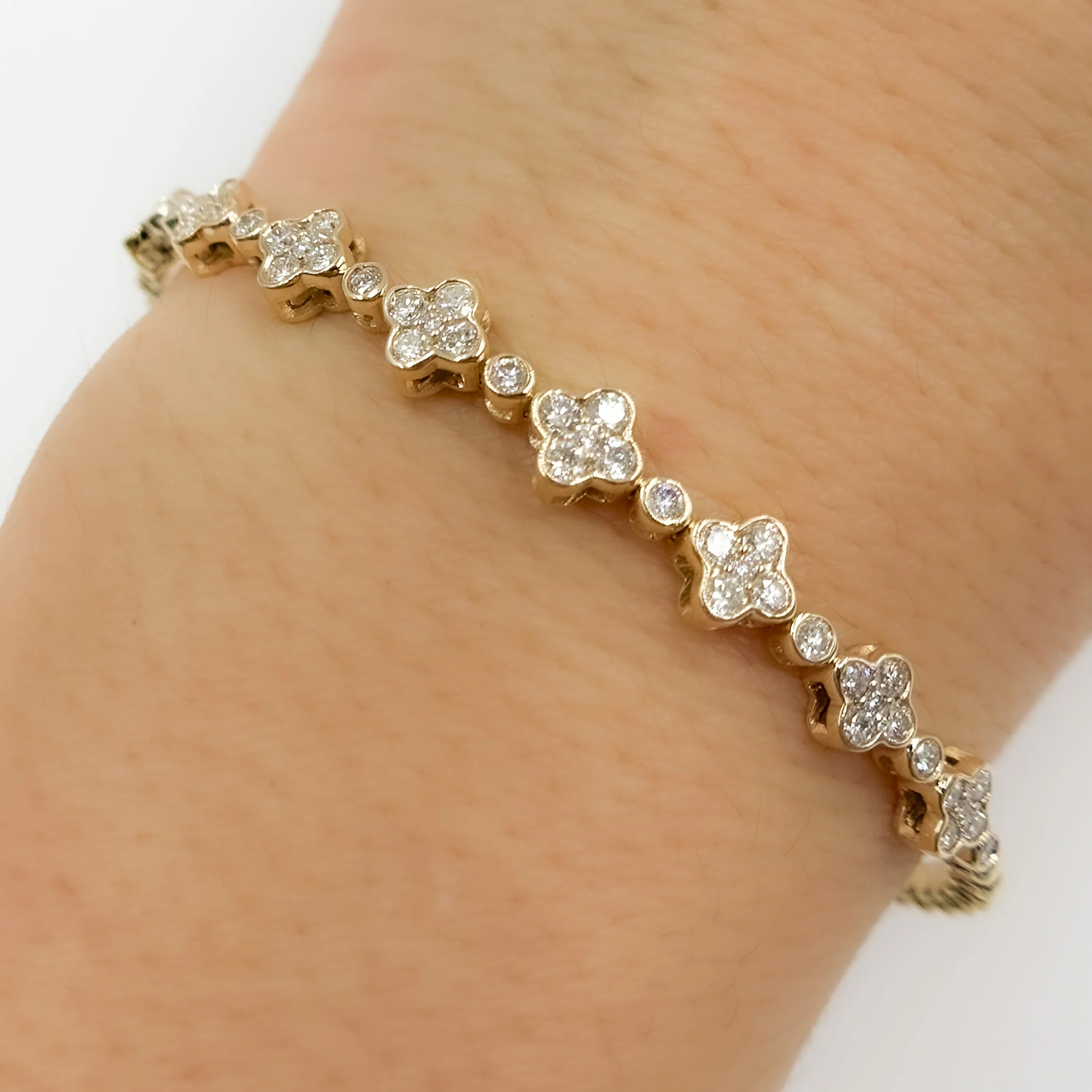 BNL68567. 14K Solid Yellow Gold Diamond and Gemstone Bangle - Image 3
