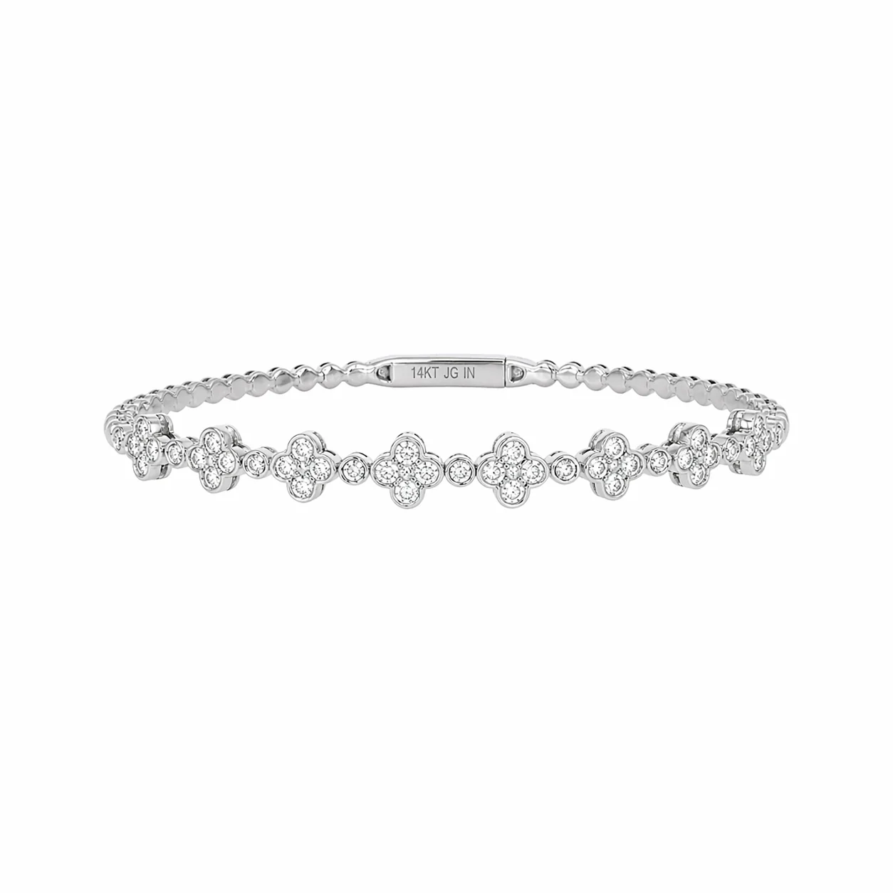 BNL68567W. 14K Solid White Gold Diamond Bangle - Image 2
