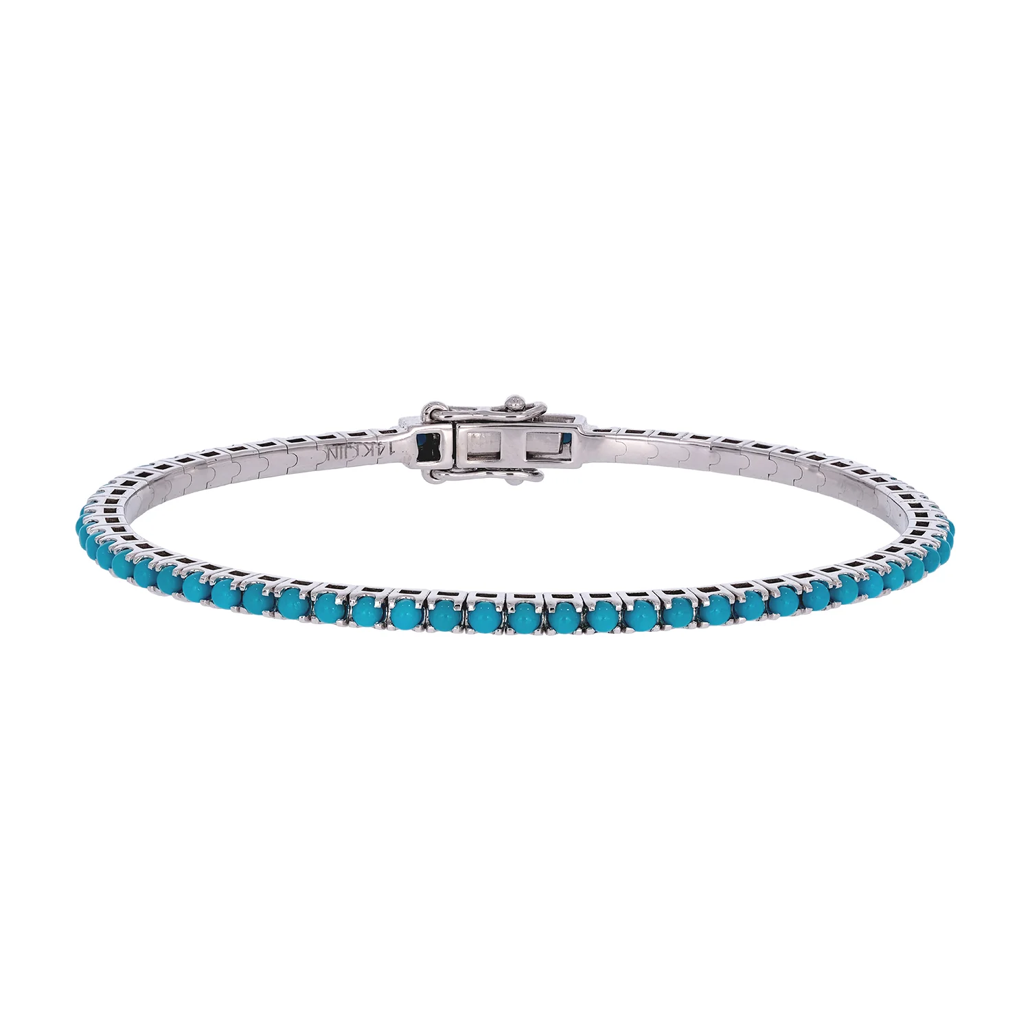 BNT68424. 14K Solid White Gold Turquoise Bangle