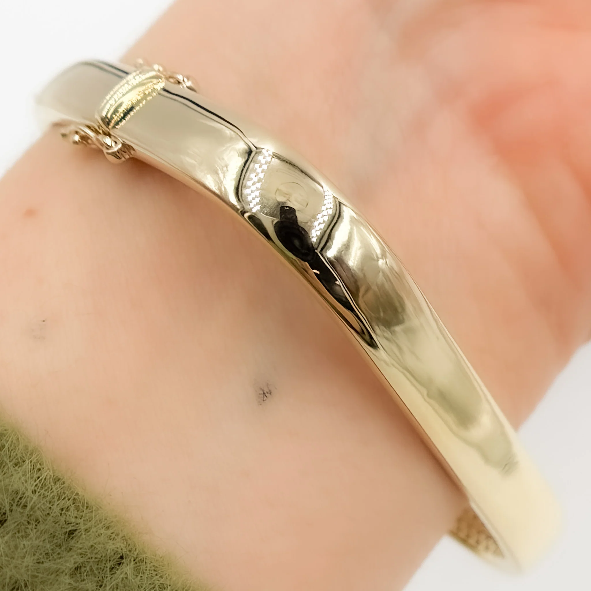 BNZ68318TQ. 14k Solid Gold Square Turquoise Bangle - Image 4
