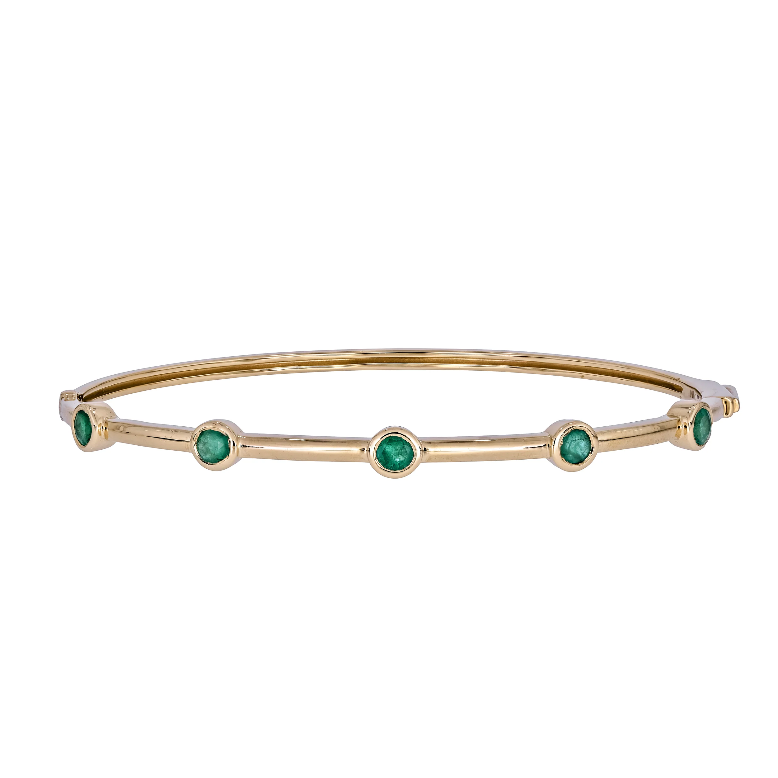BNZ68414. 14K Solid Yellow Gold and Gemstone Bangle