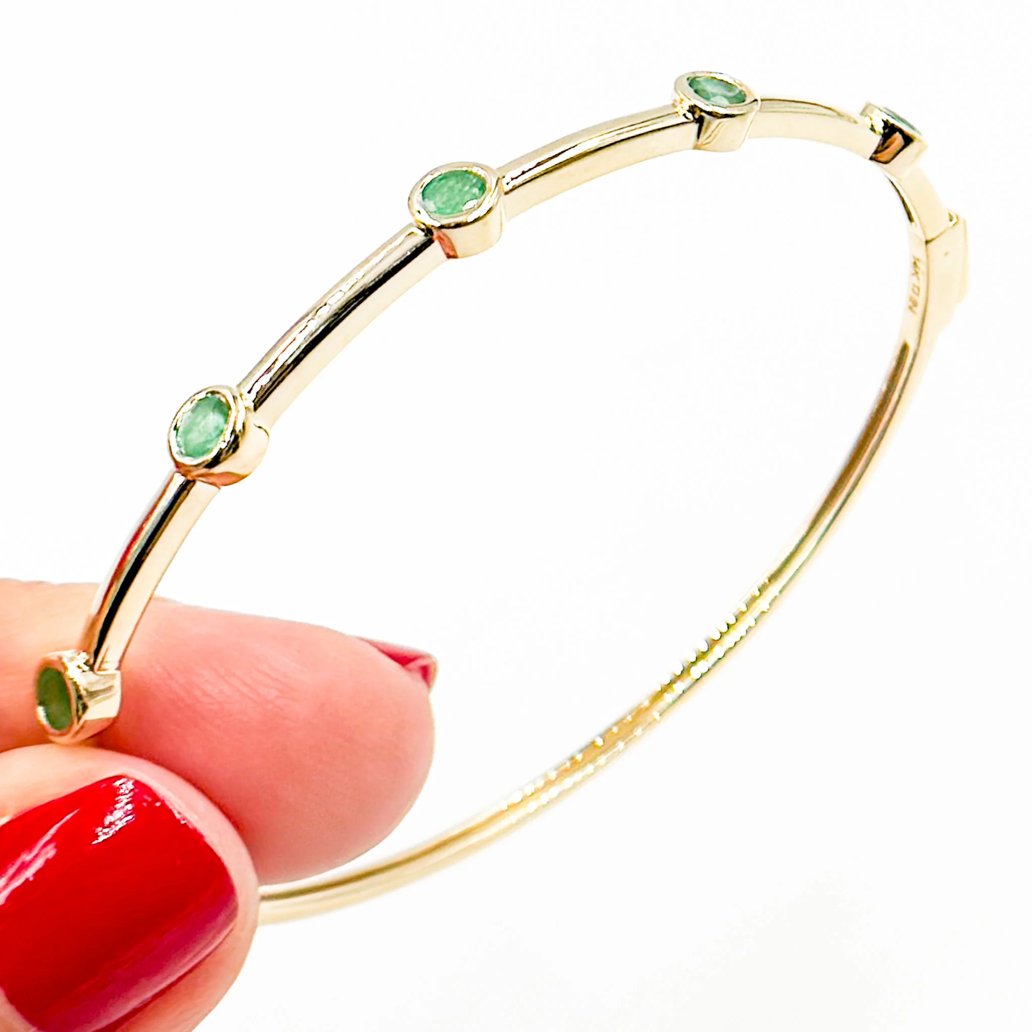 BNZ68414. 14K Solid Yellow Gold and Gemstone Bangle - Image 7