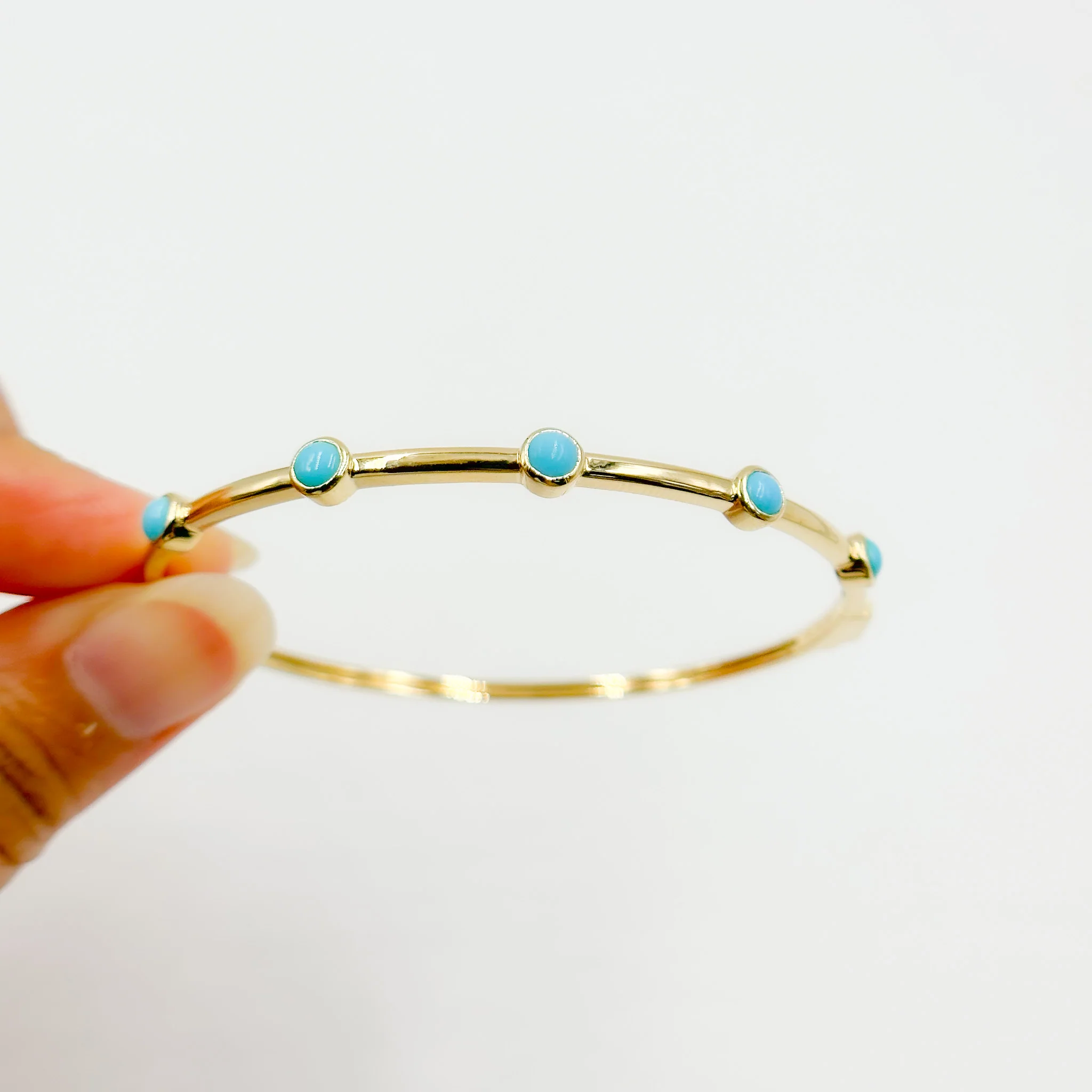 BNZ68414. 14K Solid Yellow Gold and Gemstone Bangle - Image 9