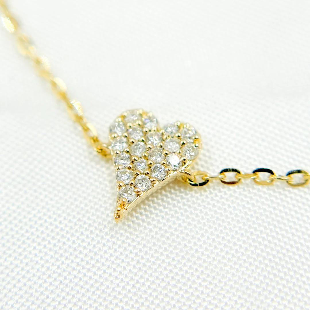 BR401902. 14k Solid Gold Diamond Heart Bracelet - Image 4