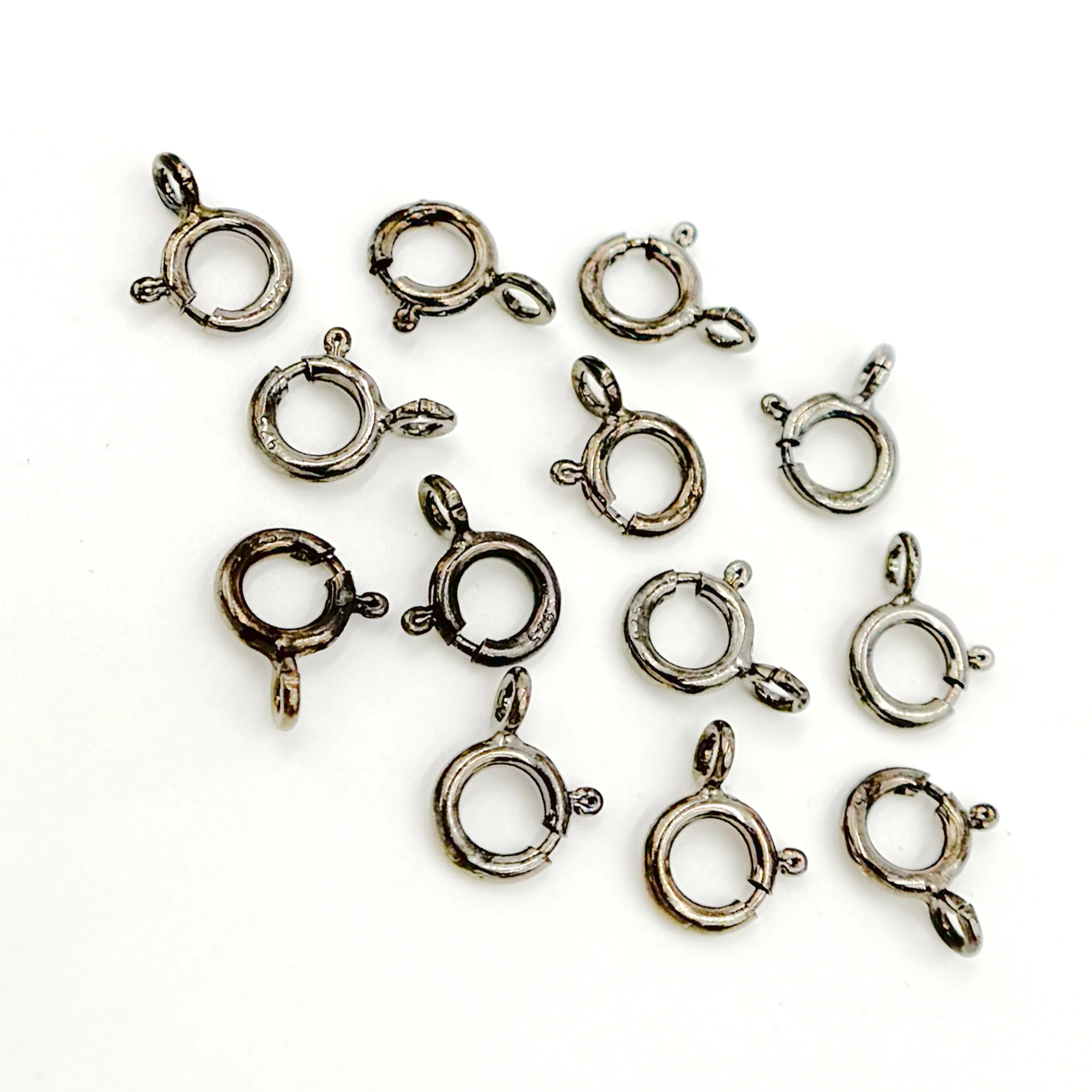 BRSRC2. 6MM Black Rhodium Sterling Silver Spring Ring Clasp - Image 2