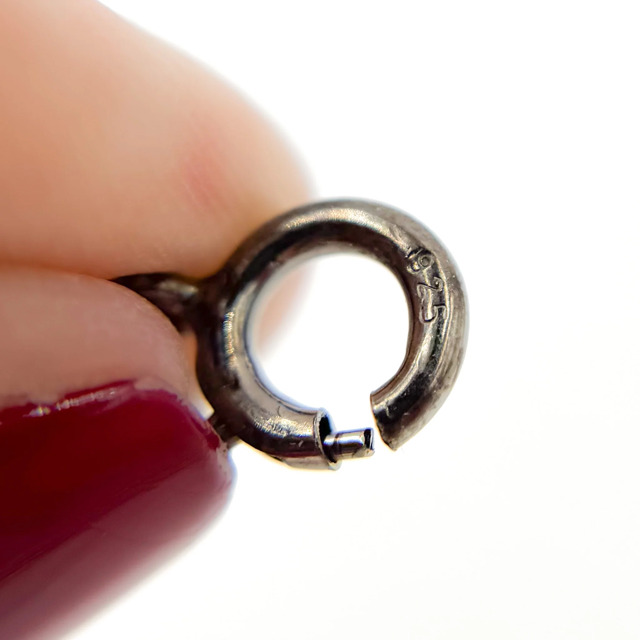 BRSRC3. 7MM Black Rhodium Sterling Silver Spring Ring Clasp - Image 3