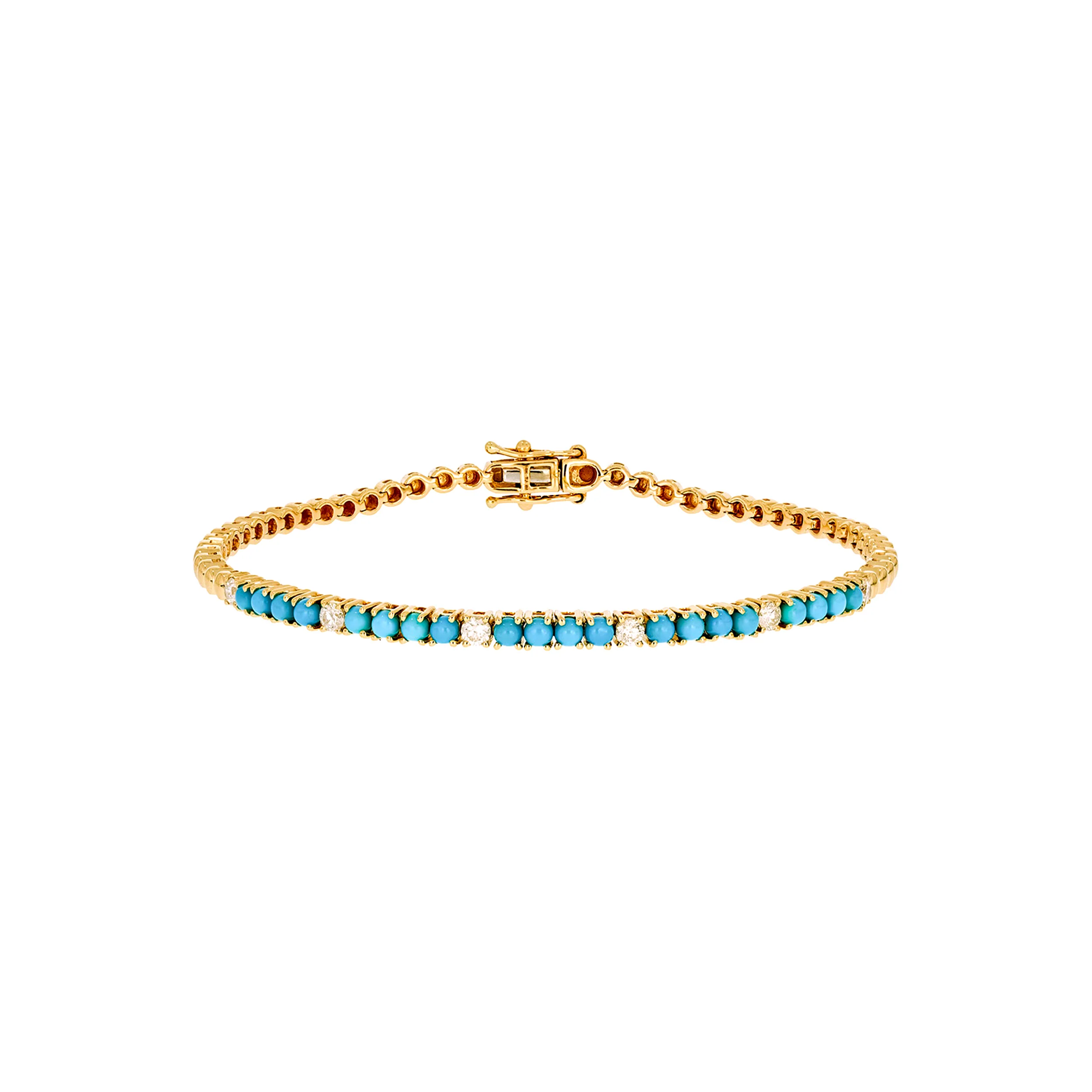 BTF65354TQ. 14K Solid Gold Diamond and Turquoise Bracelet