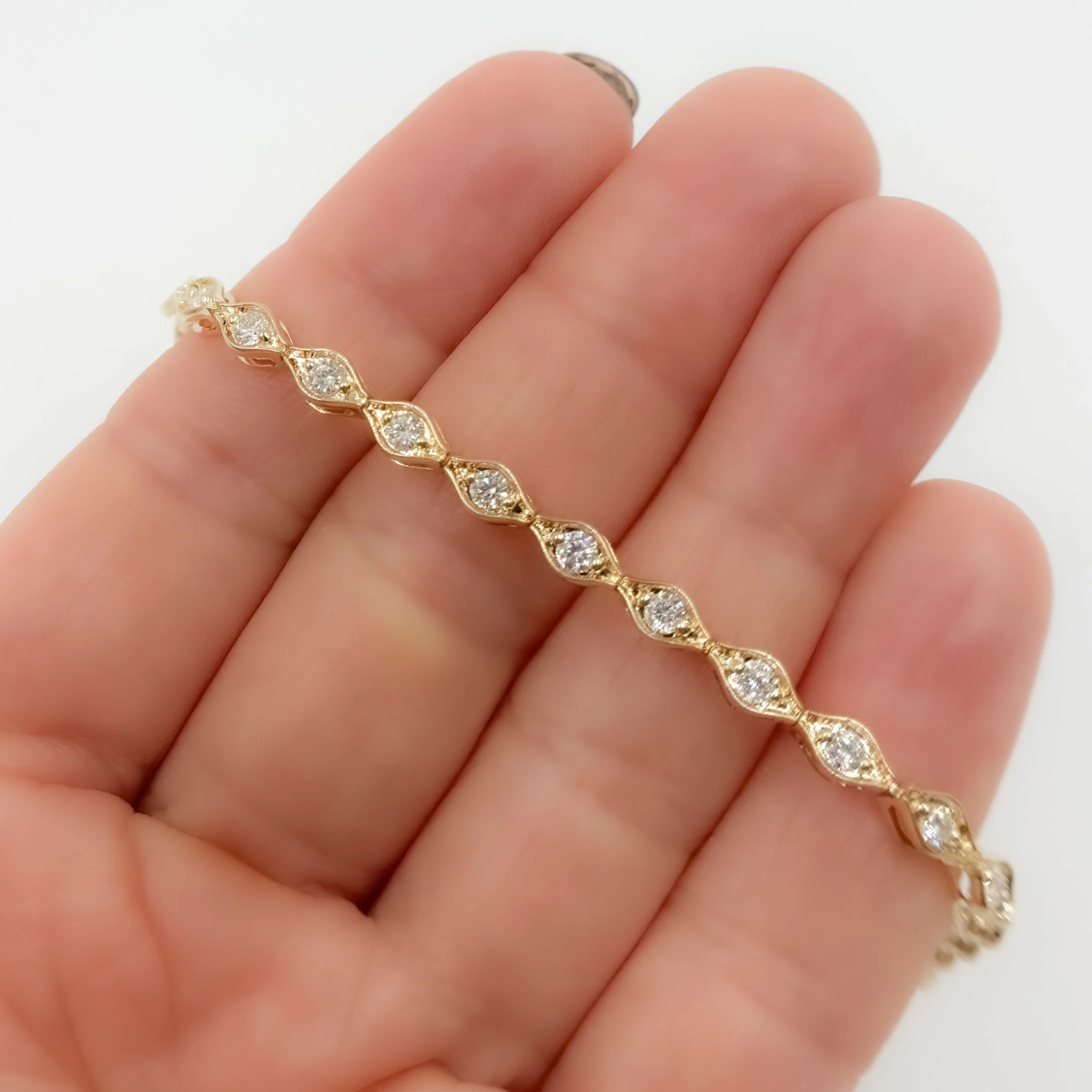 BTN65291. 14K Solid Gold Diamond Bangle - Image 4