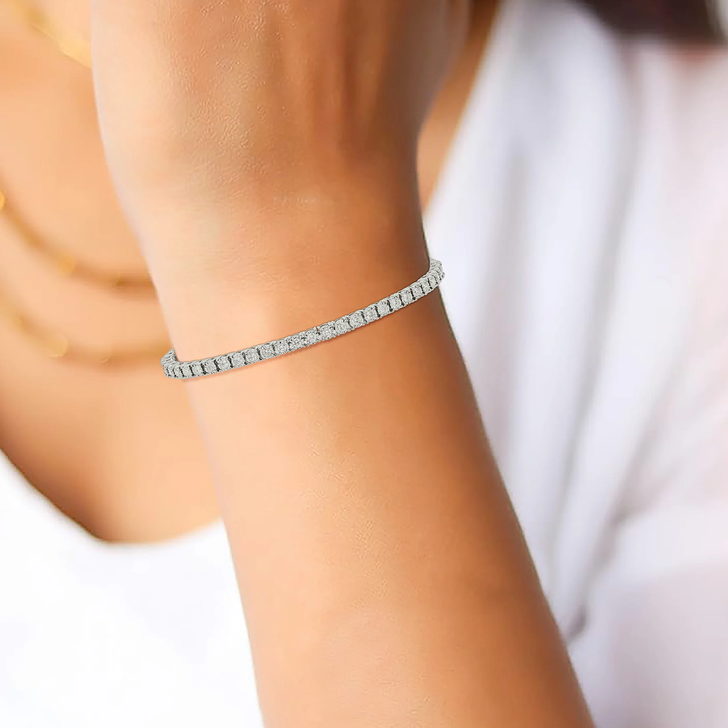 BTR65035. 14K Solid Gold Diamond Tennis Bracelet - Image 2