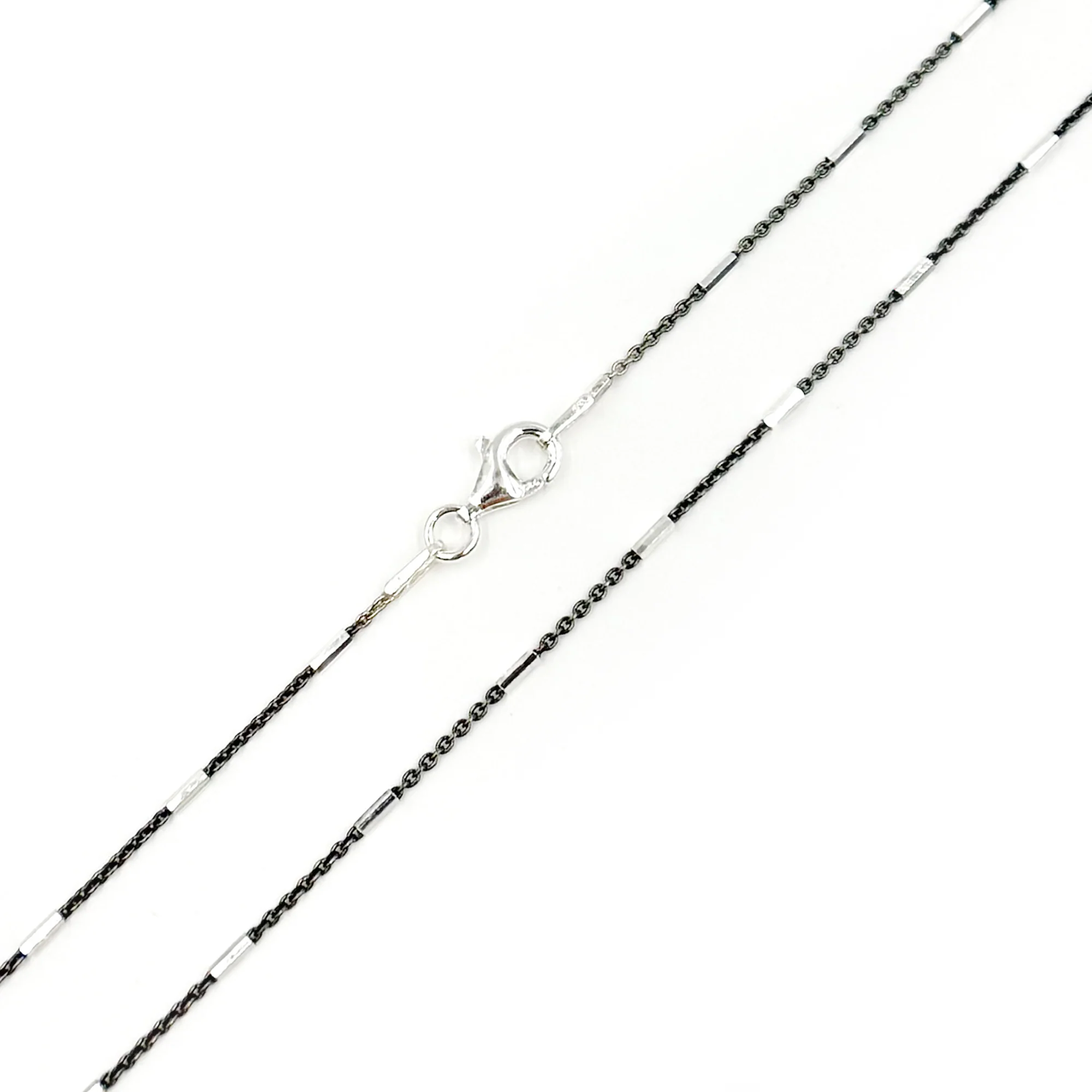 Z9SBF. Cable Oxidized Black and Silver Chain with tubes - Image 5