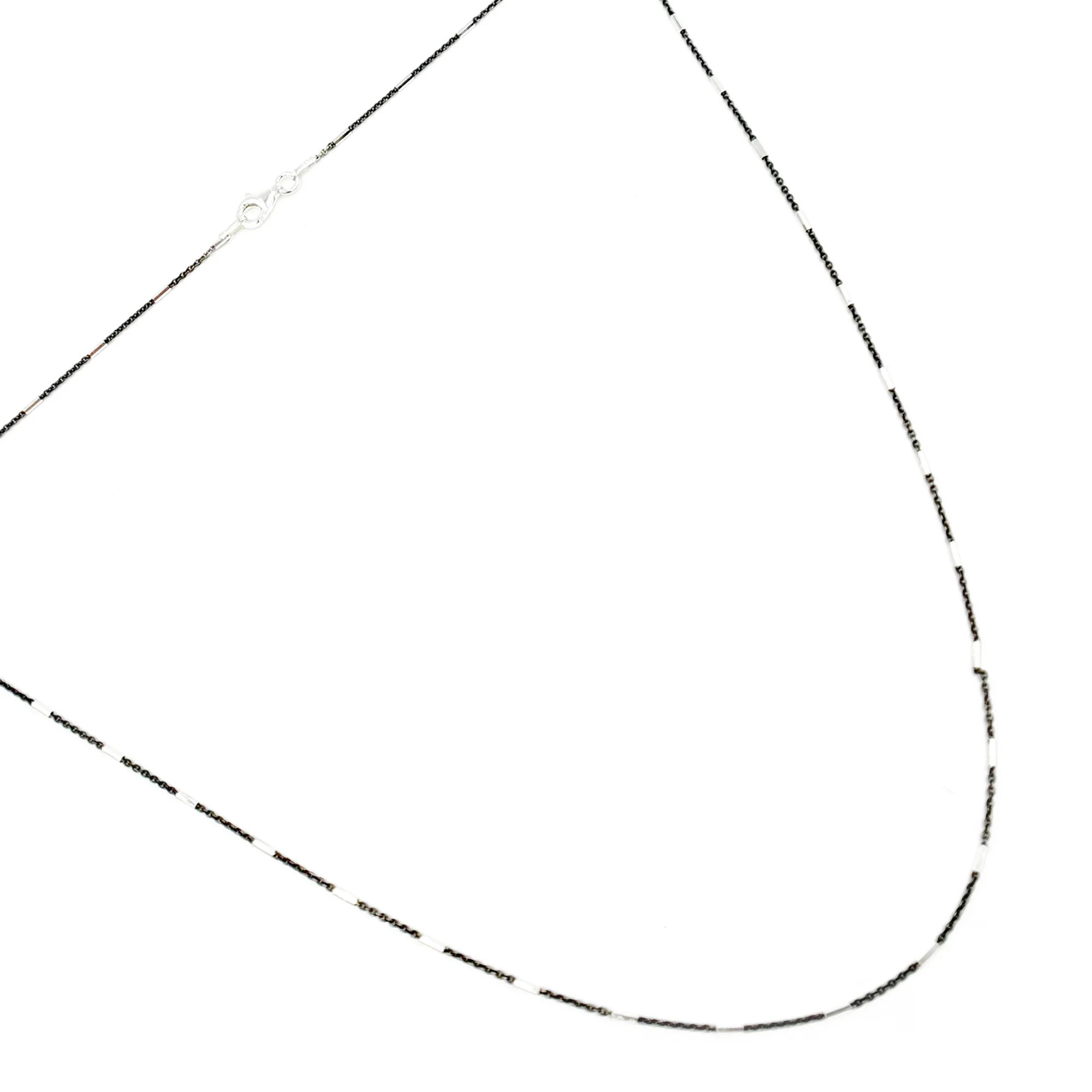 Z9SBF. Cable Oxidized Black and Silver Chain with tubes - Image 6