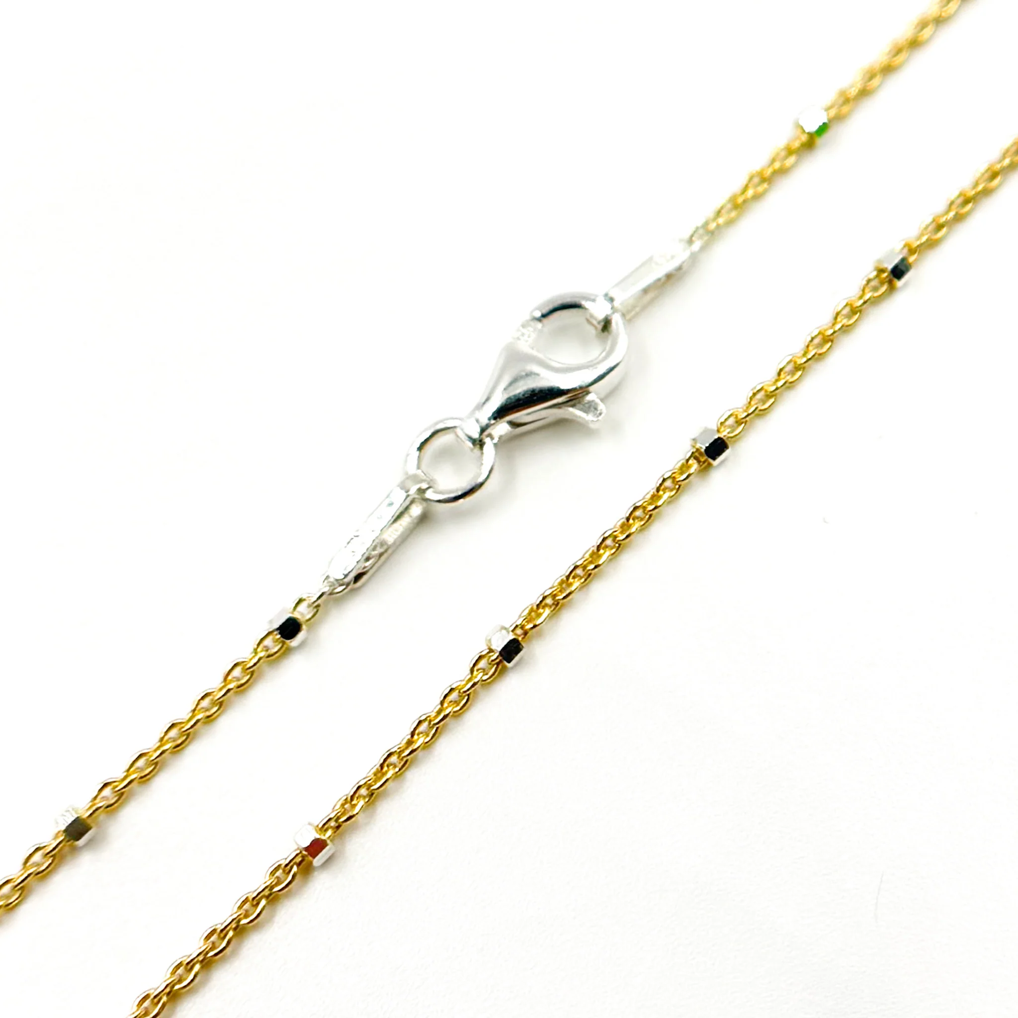 Z36GS1F. Gold Plated Sterling Silver Chain with Silver Cubes - Image 4