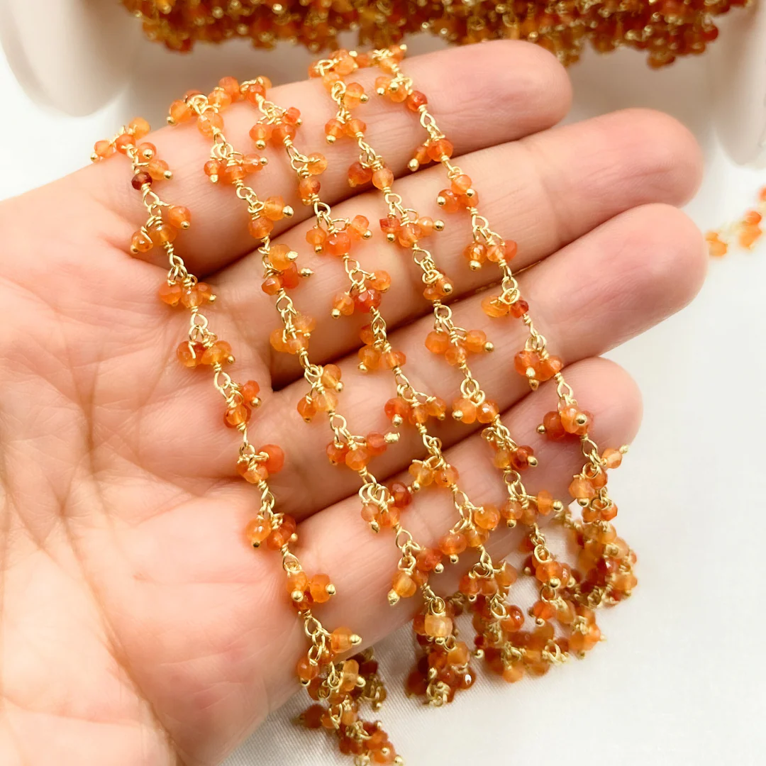 Carnelian Cluster Dangle Gold Plated Wire Chain. CAR8 - Image 4