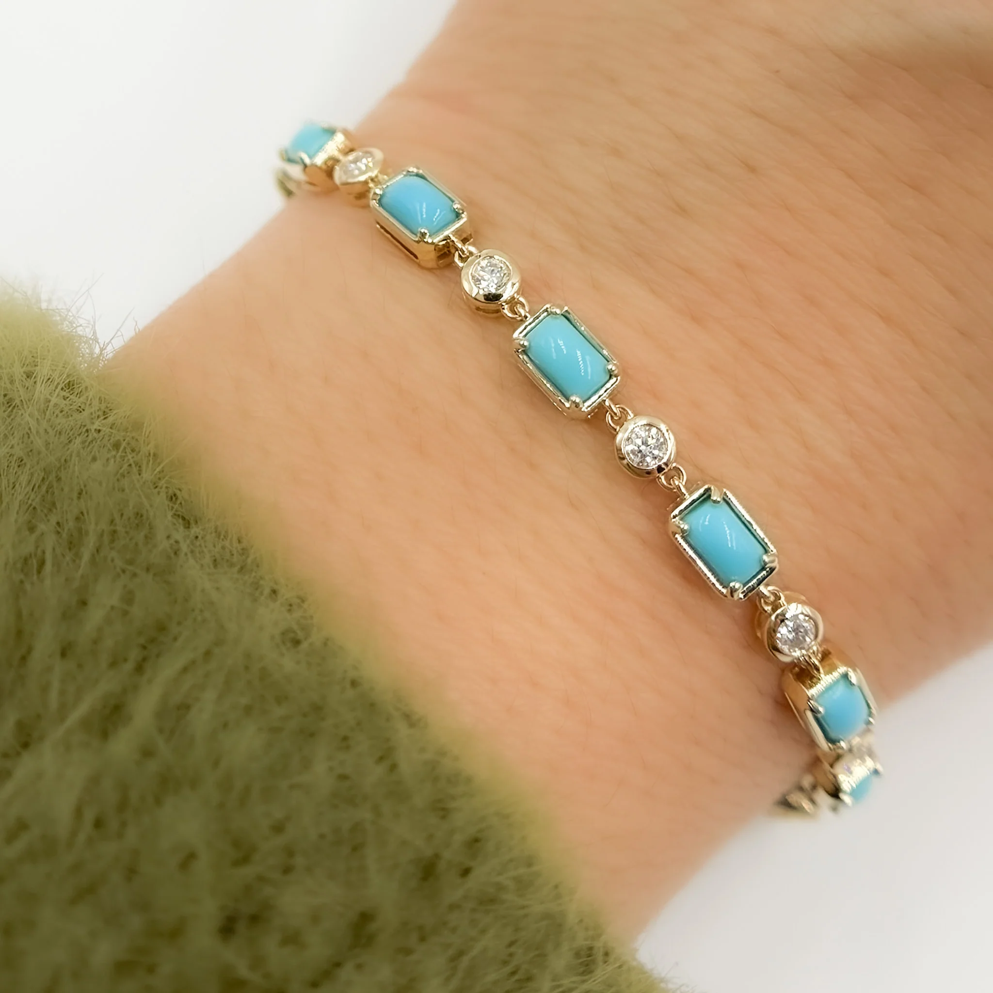 CB964165X3. 14K Solid Gold Diamond and Gemstone Bracelet