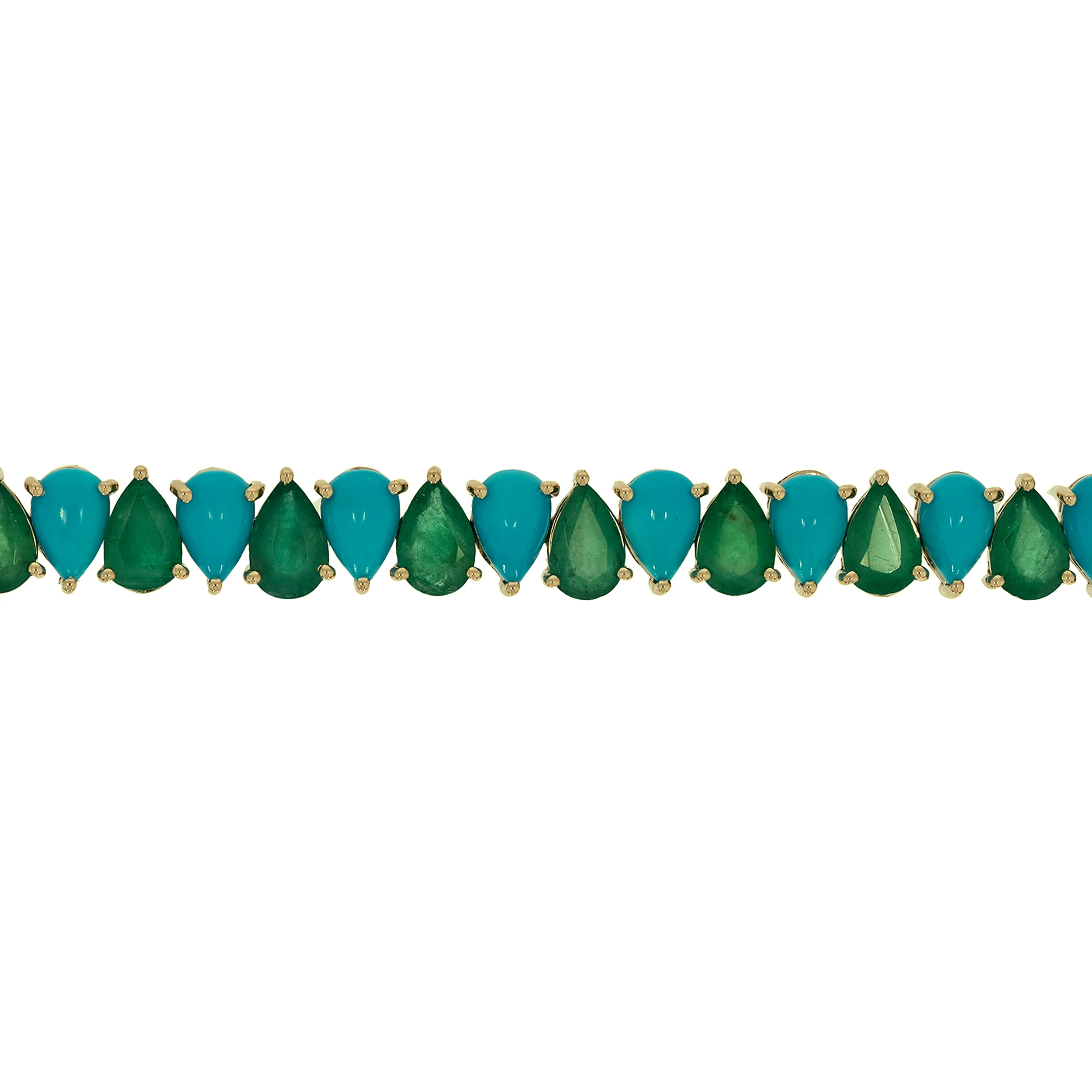 CB97133TQ6X4. 14k Solid Gold Turquoise Tennis Bracelet - Image 5
