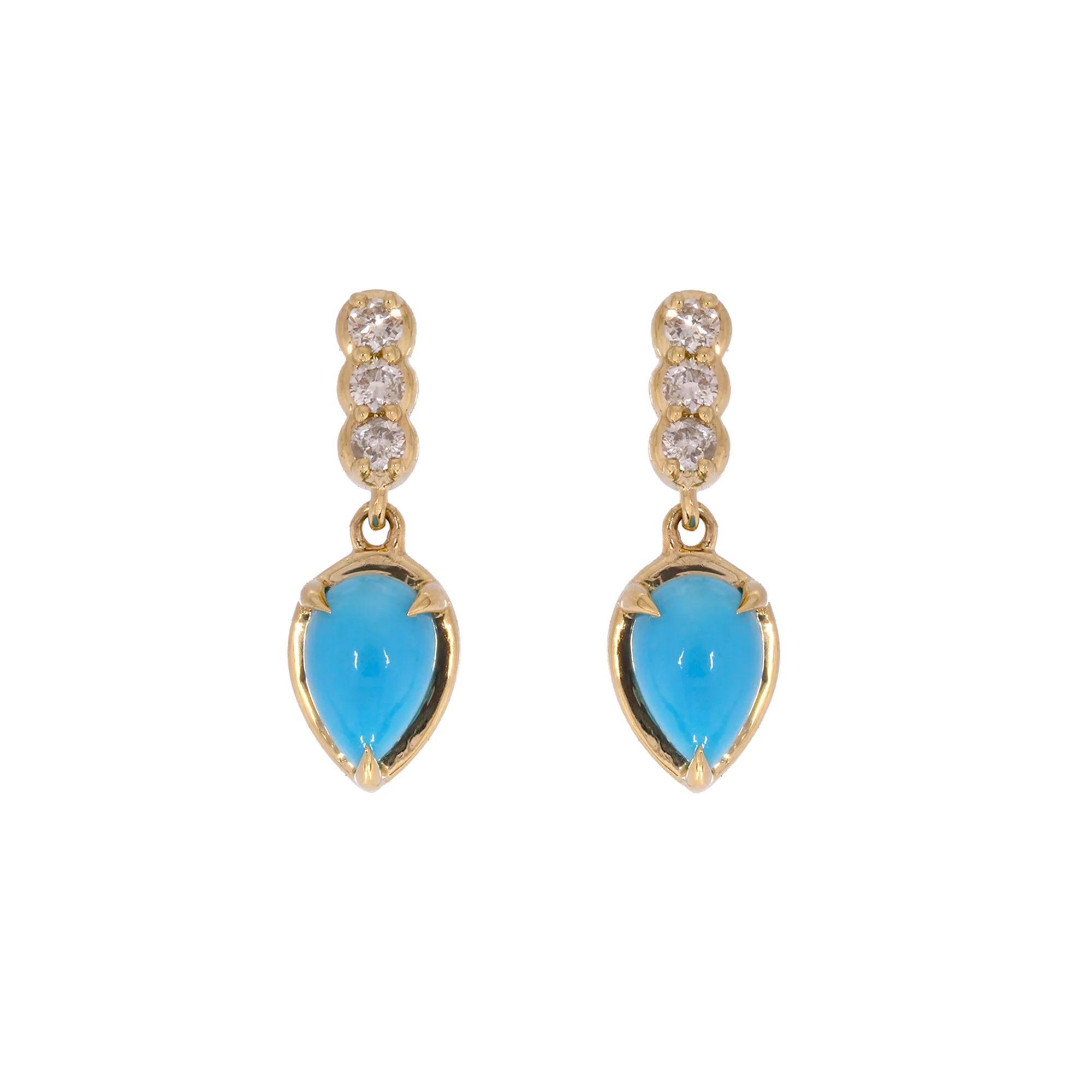 CE96808TQ6X4. 14K Solid Gold Diamonds and Turquoise Drop Dangle Earrings