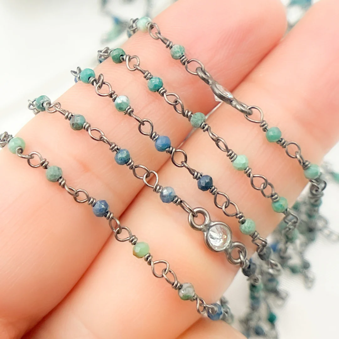 Chrysocolla and C.Z. Oxidized Wire Chain. CSO7 - Image 10