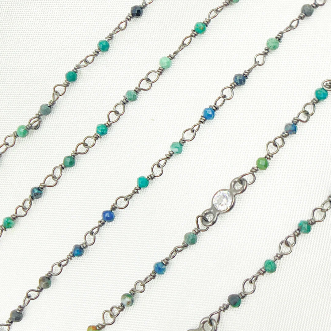 Chrysocolla and C.Z. Oxidized Wire Chain. CSO7 - Image 4