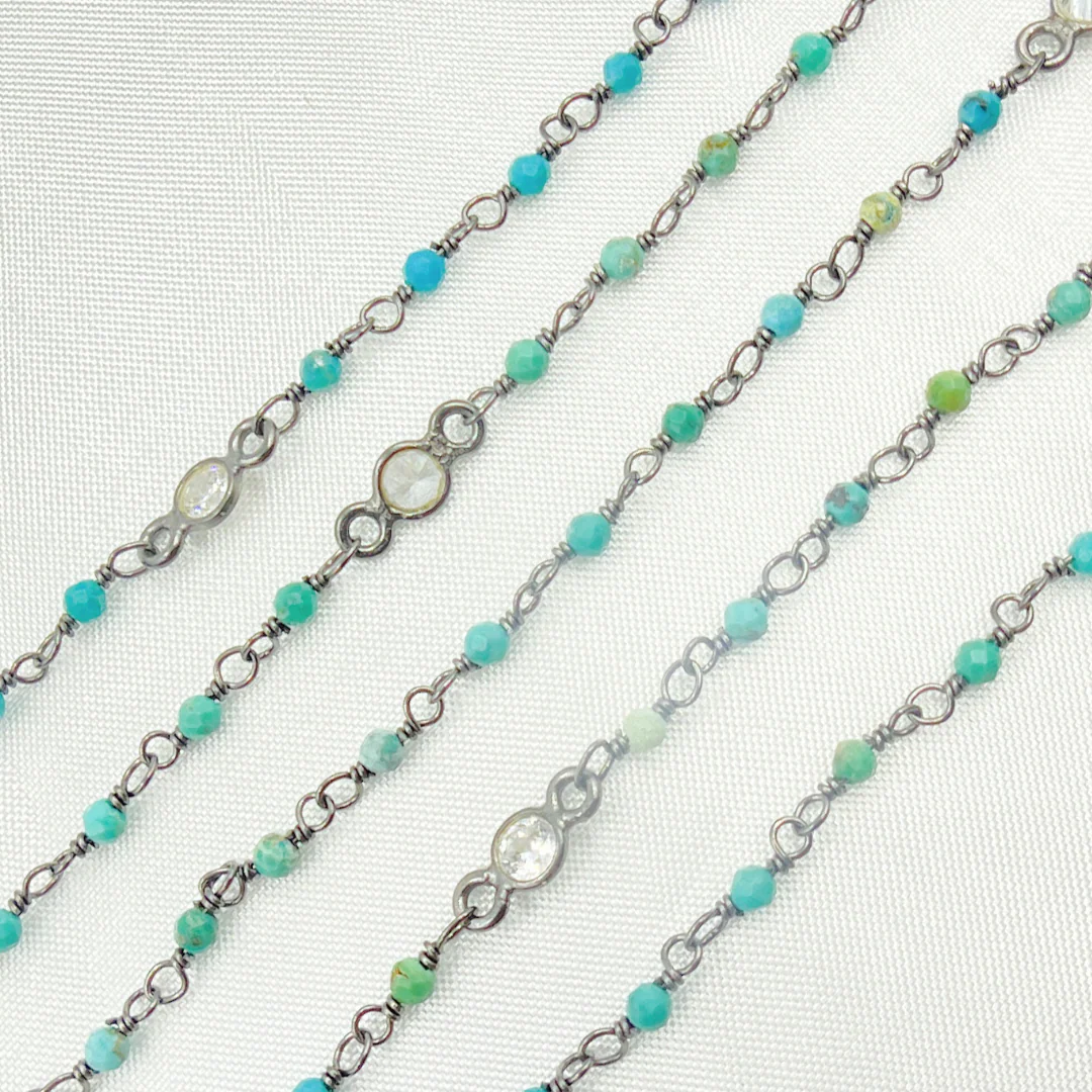Chrysocolla and C.Z. Oxidized Wire Chain. CSO7 - Image 5