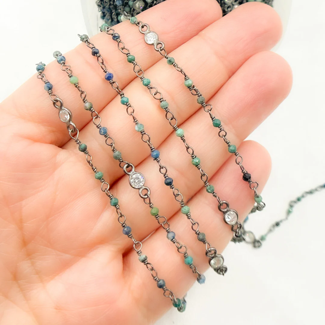 Chrysocolla and C.Z. Oxidized Wire Chain. CSO7 - Image 6